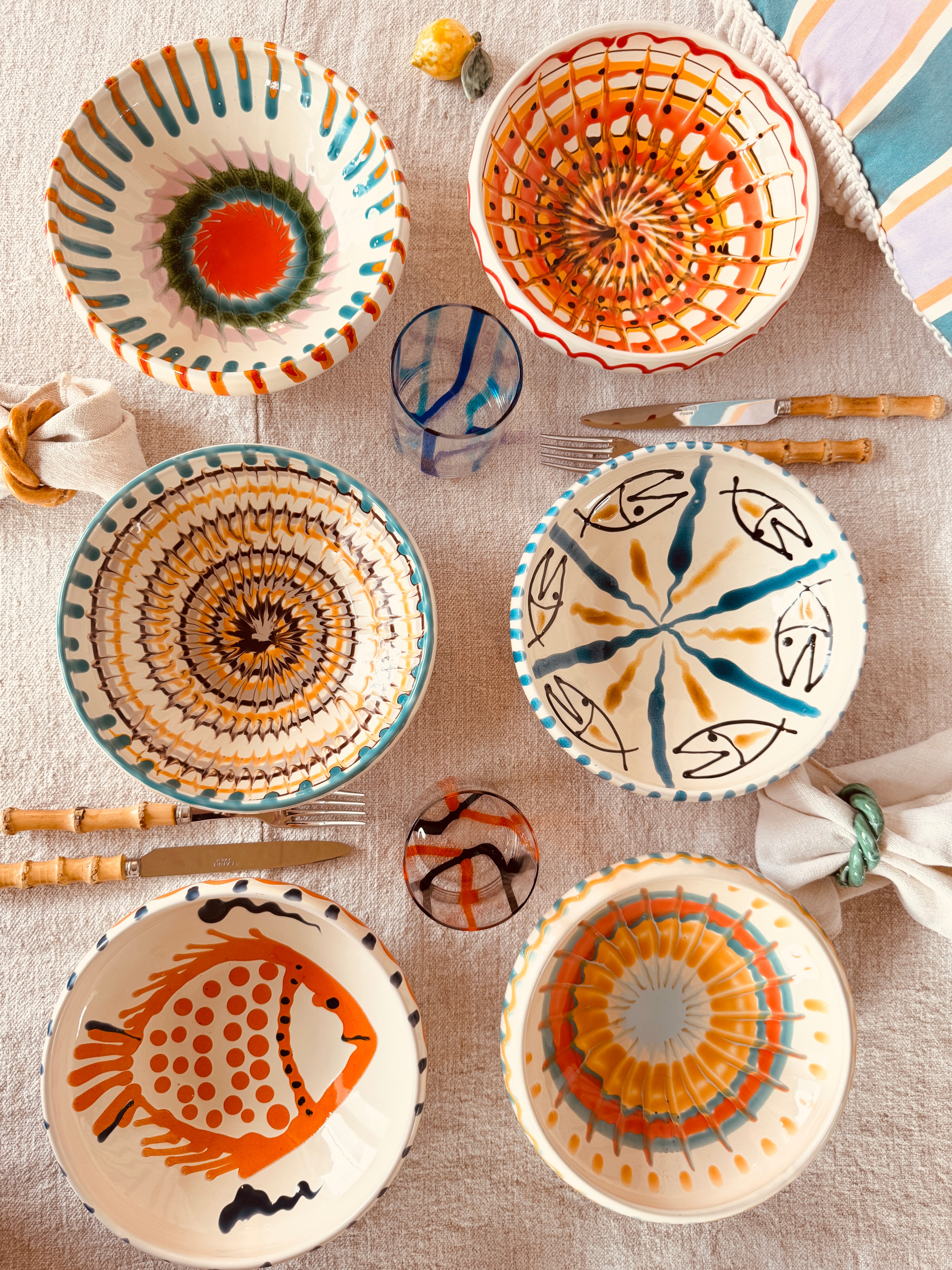 Schale Bordo Tornito  "Riviera Mix" 6er Set