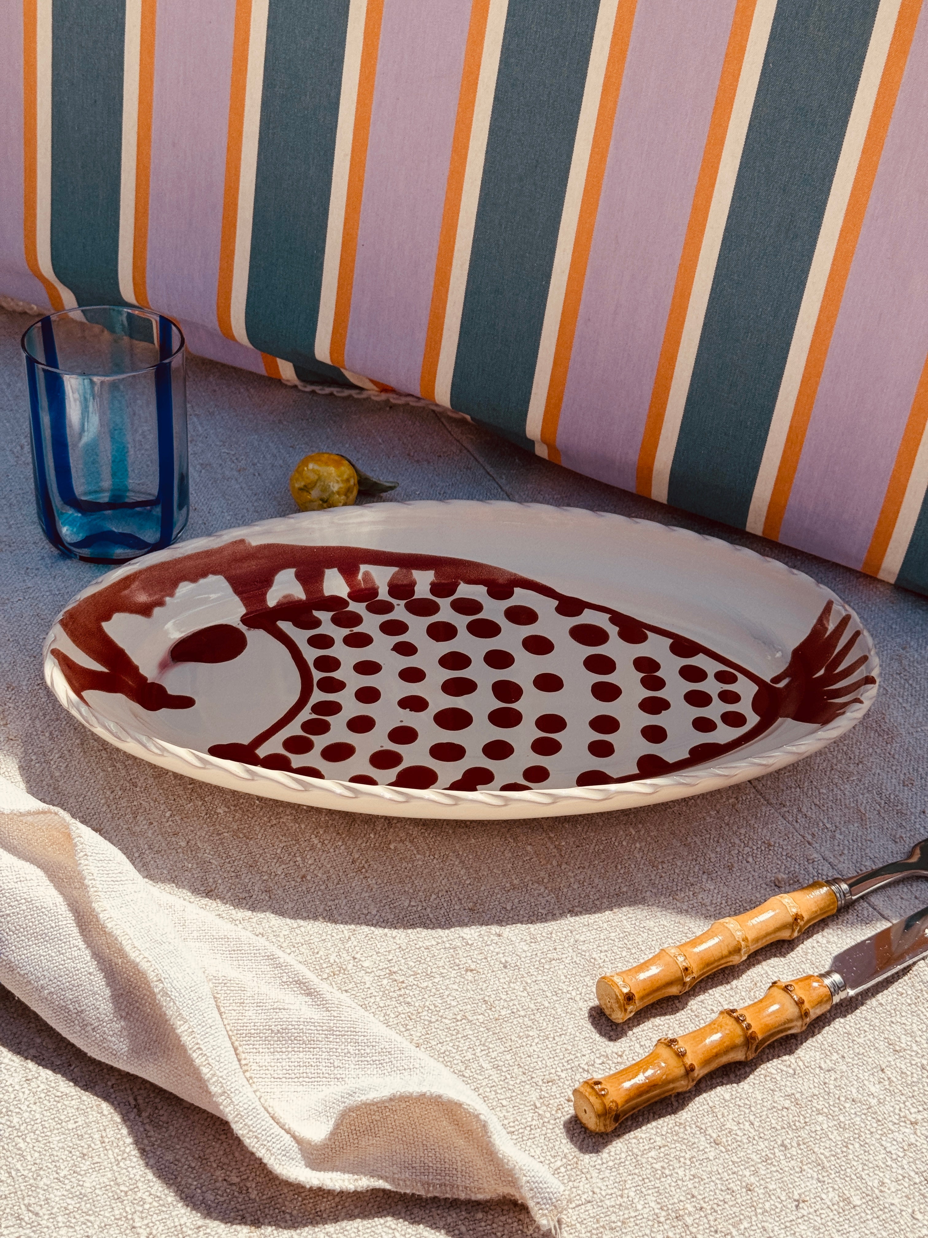 Einzelstück - Psychodelic ovale Servierplatte "Pesce di Taranto" 35X23 CM