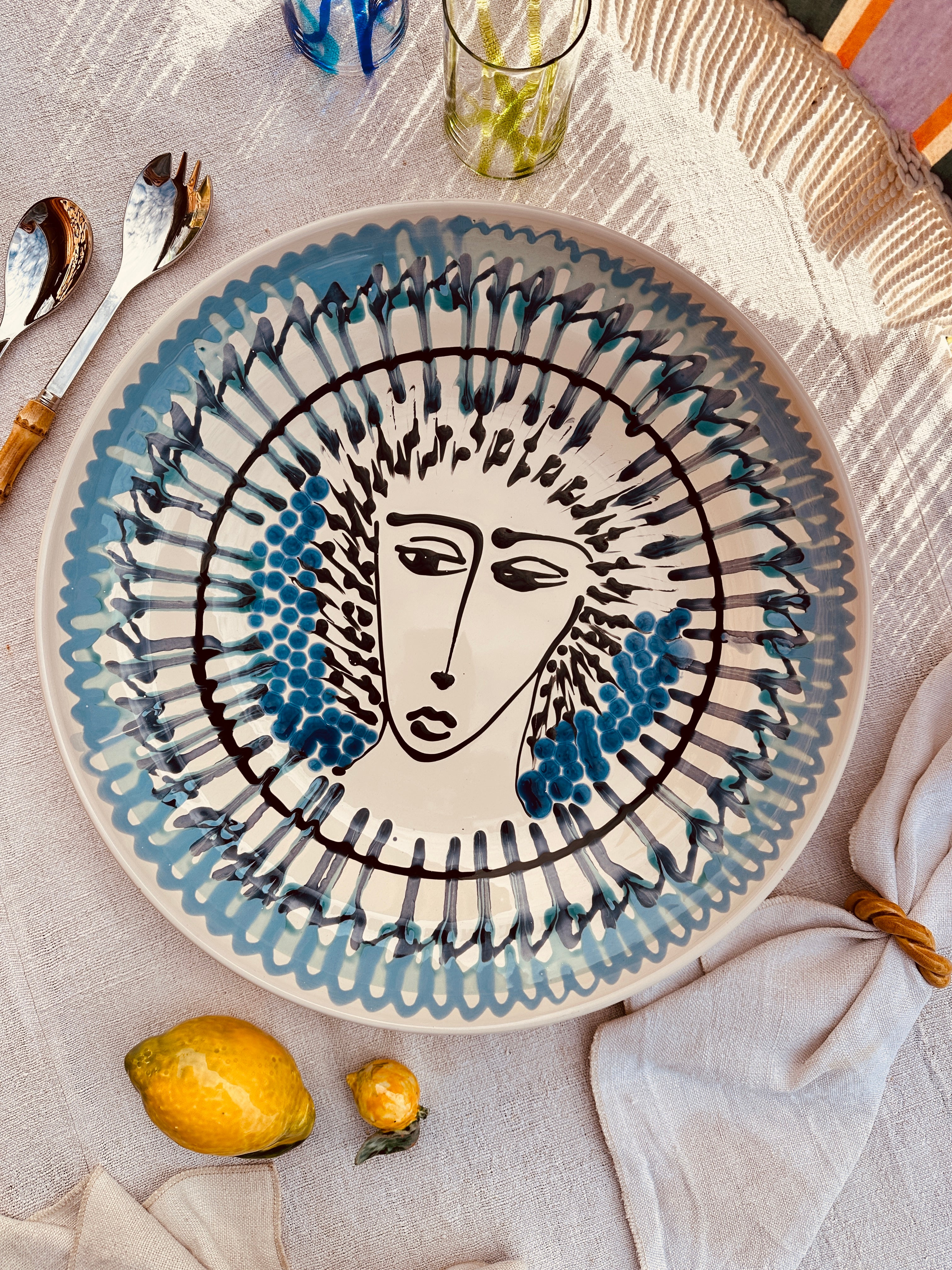 Large Psychodelic & Viso Bowl - 42cm   "Picasso 1962"