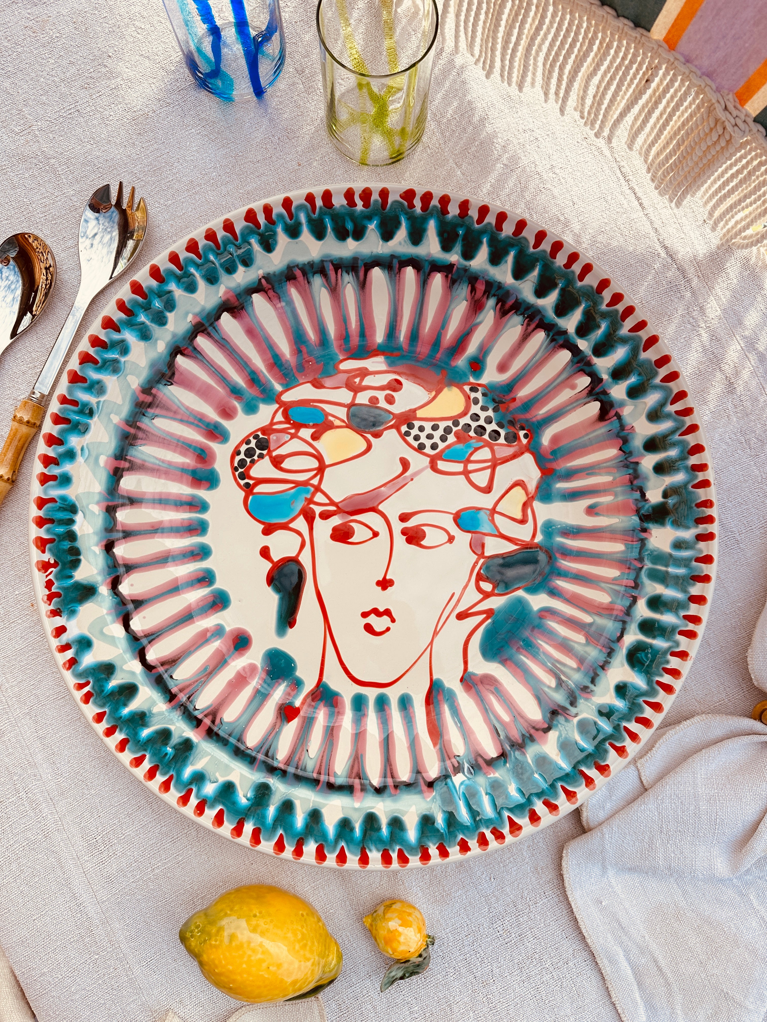 Large Psychodelic & Viso Bowl - 42cm   "Picasso 1963"