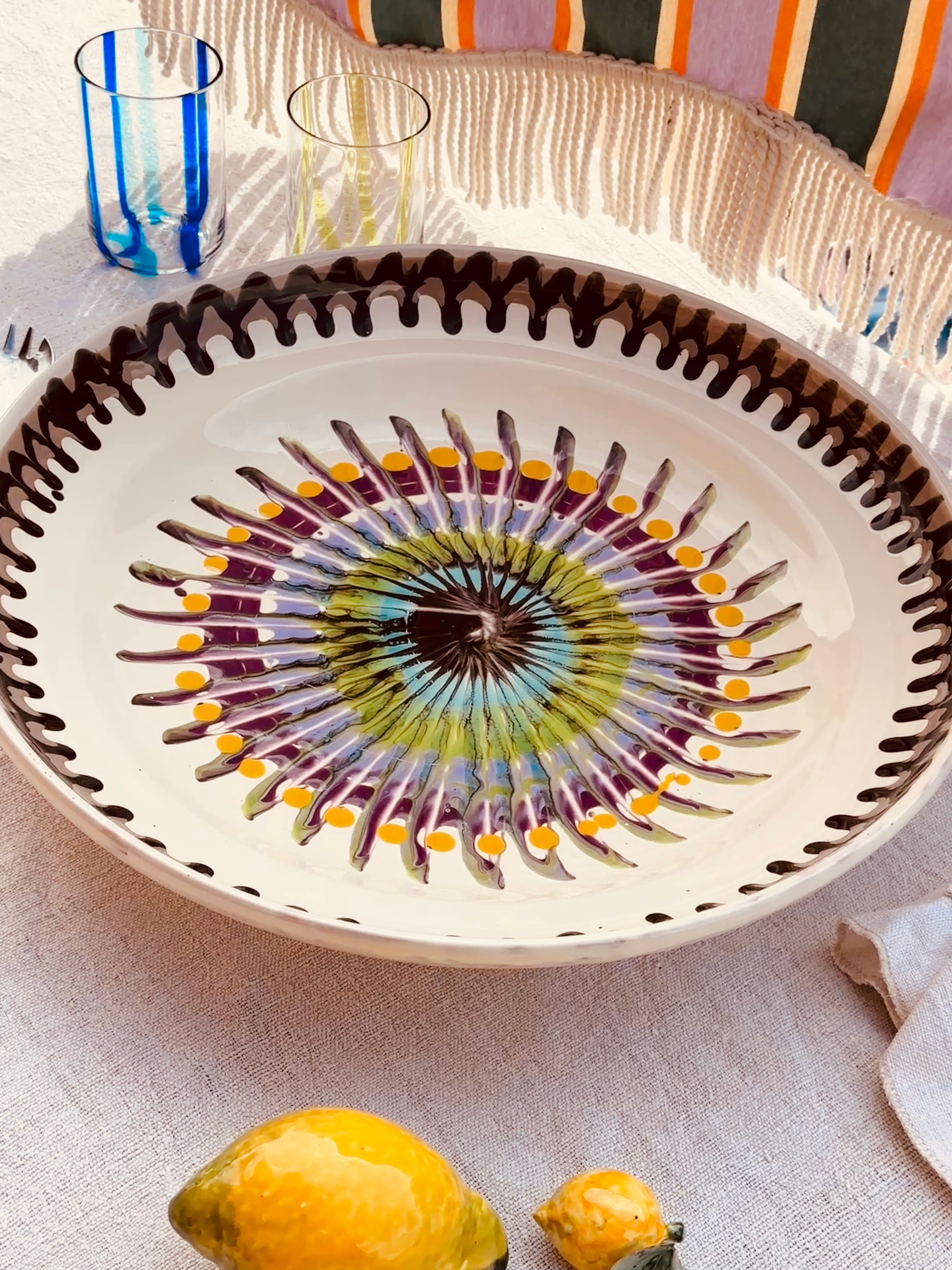 Large & Unique Psychodelic Bowl - 42cm  "Belmond Hotel Splendido 1960!