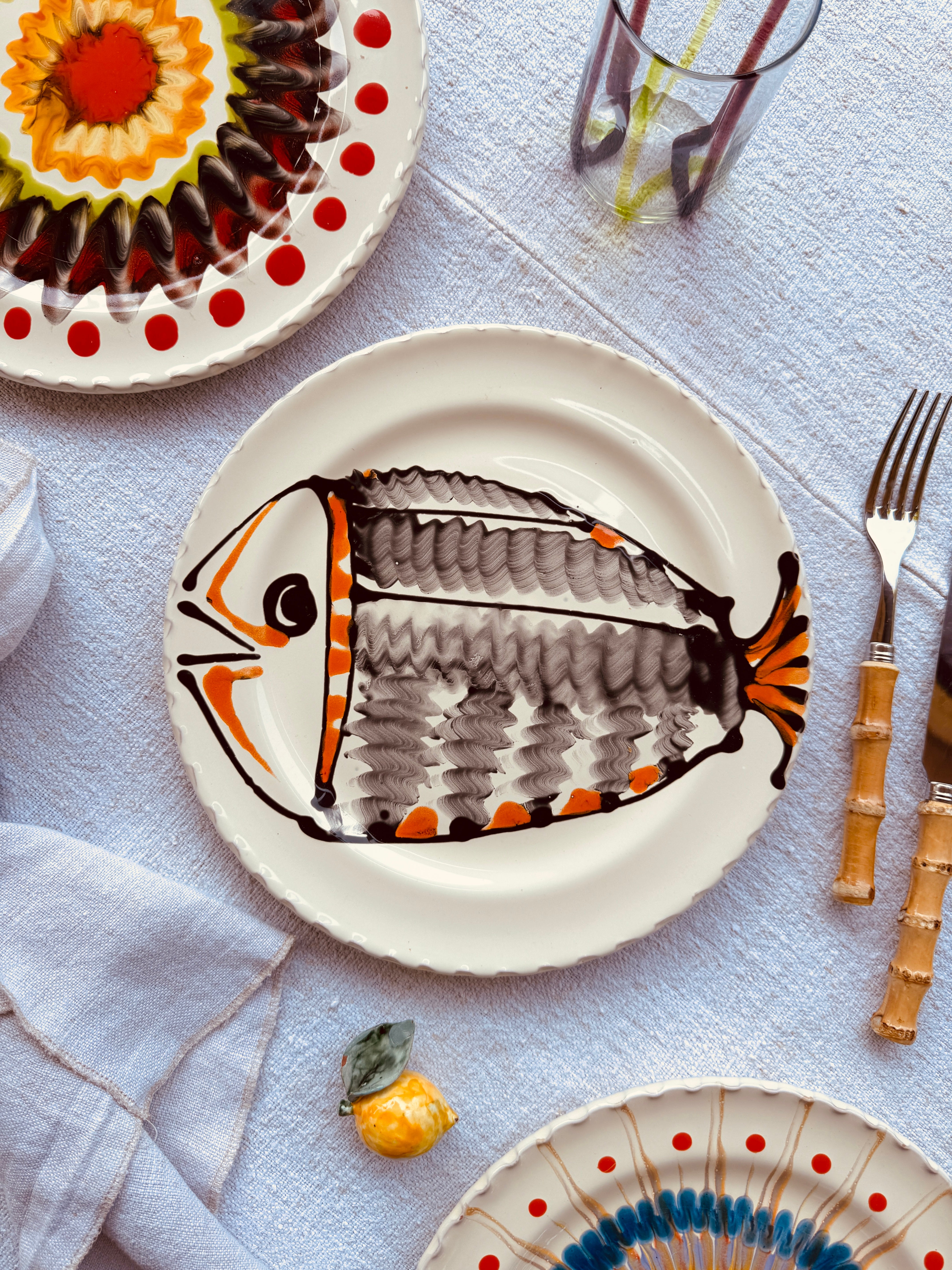 Dinner Plate - 27cm "Unique Art Pieces by Studio Riviera" Handmade Ceramic from Puglia
