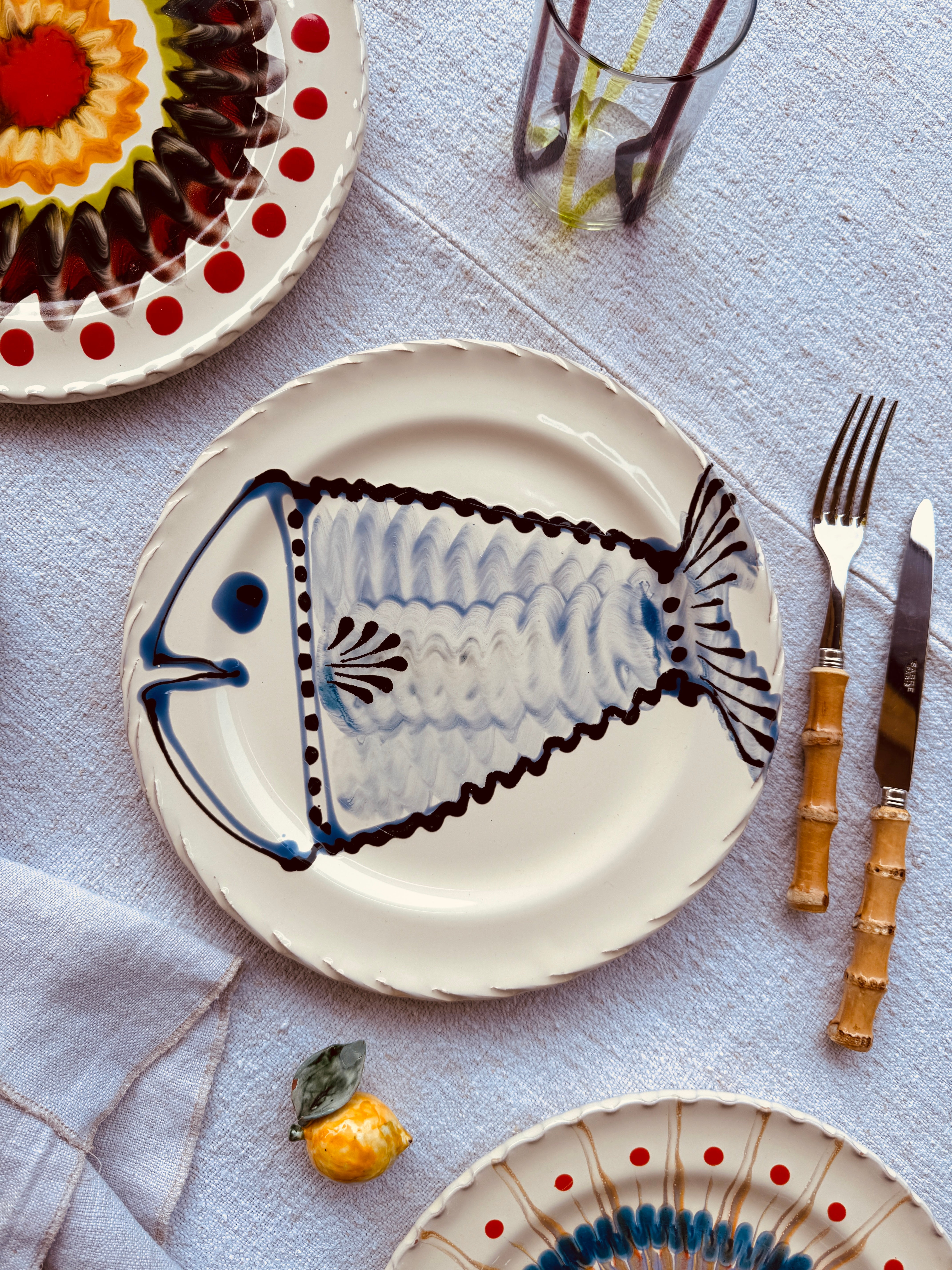 Dinner Plate - 27cm "Unique Art Pieces by Studio Riviera" Handmade Ceramic from Puglia