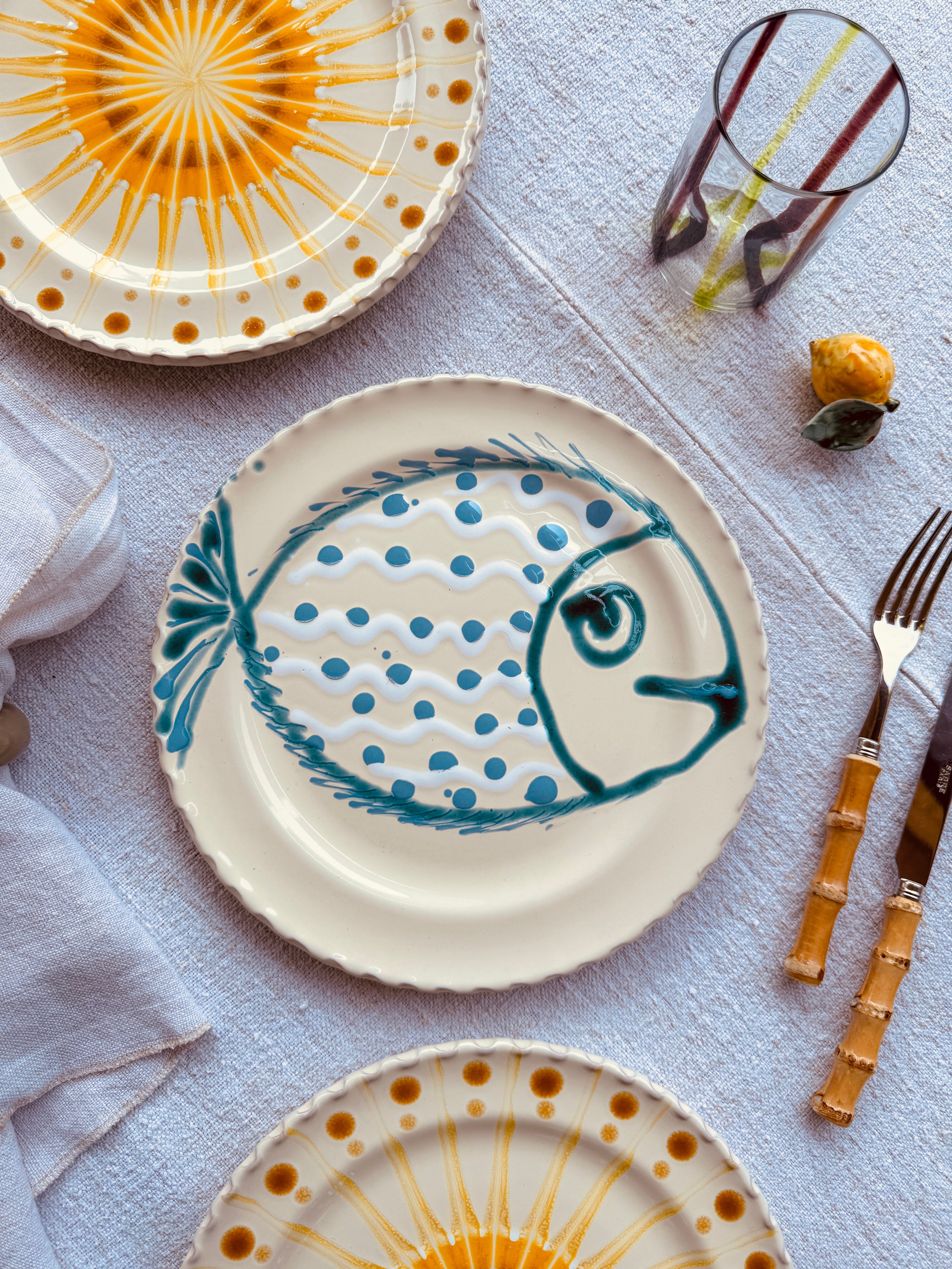 Dinner Plate - 27cm "Unique Art Pieces by Studio Riviera" Handmade Ceramic from Puglia