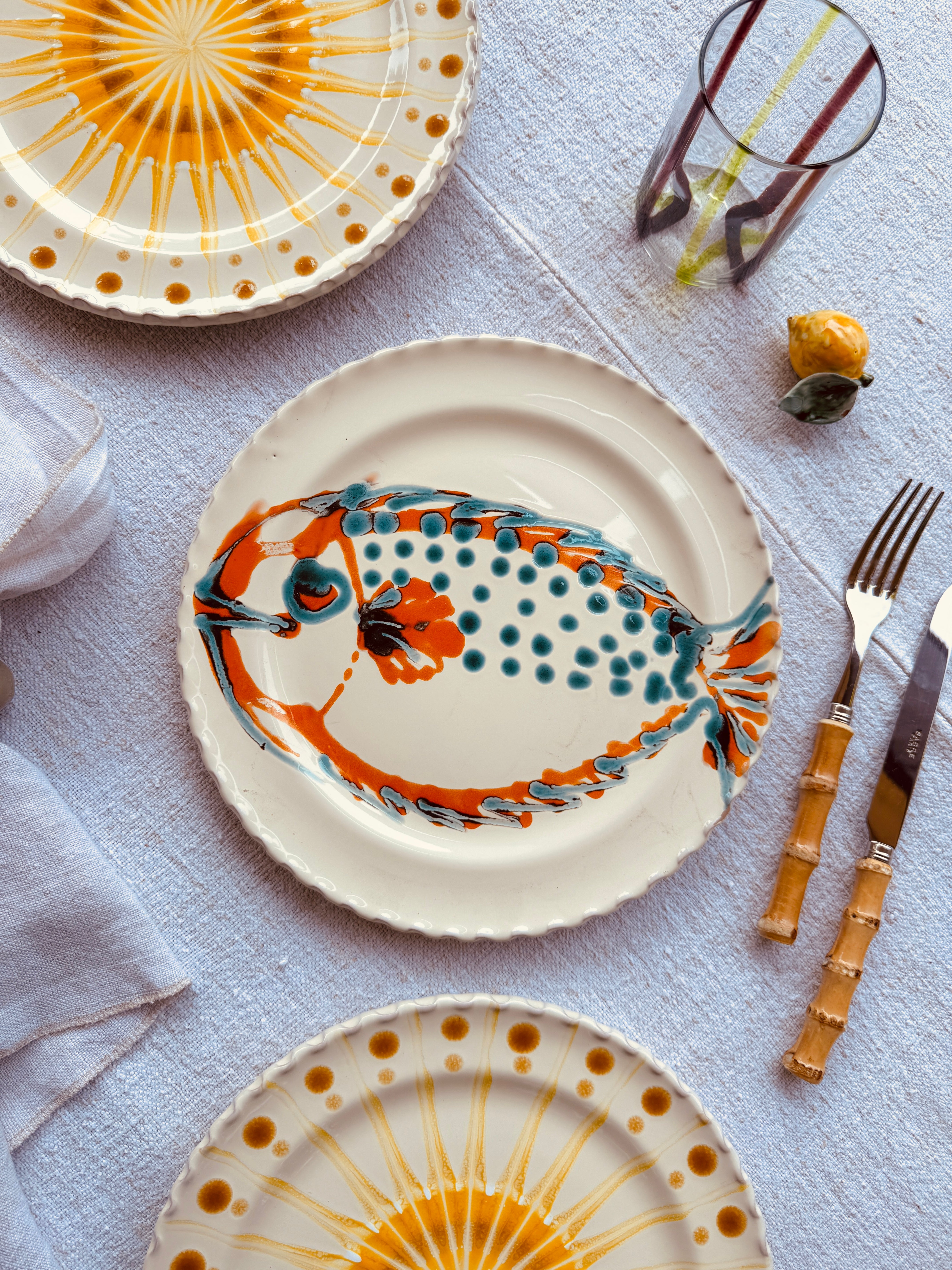 Dinner Plate - 27cm "Unique Art Pieces by Studio Riviera" Handmade Ceramic from Puglia
