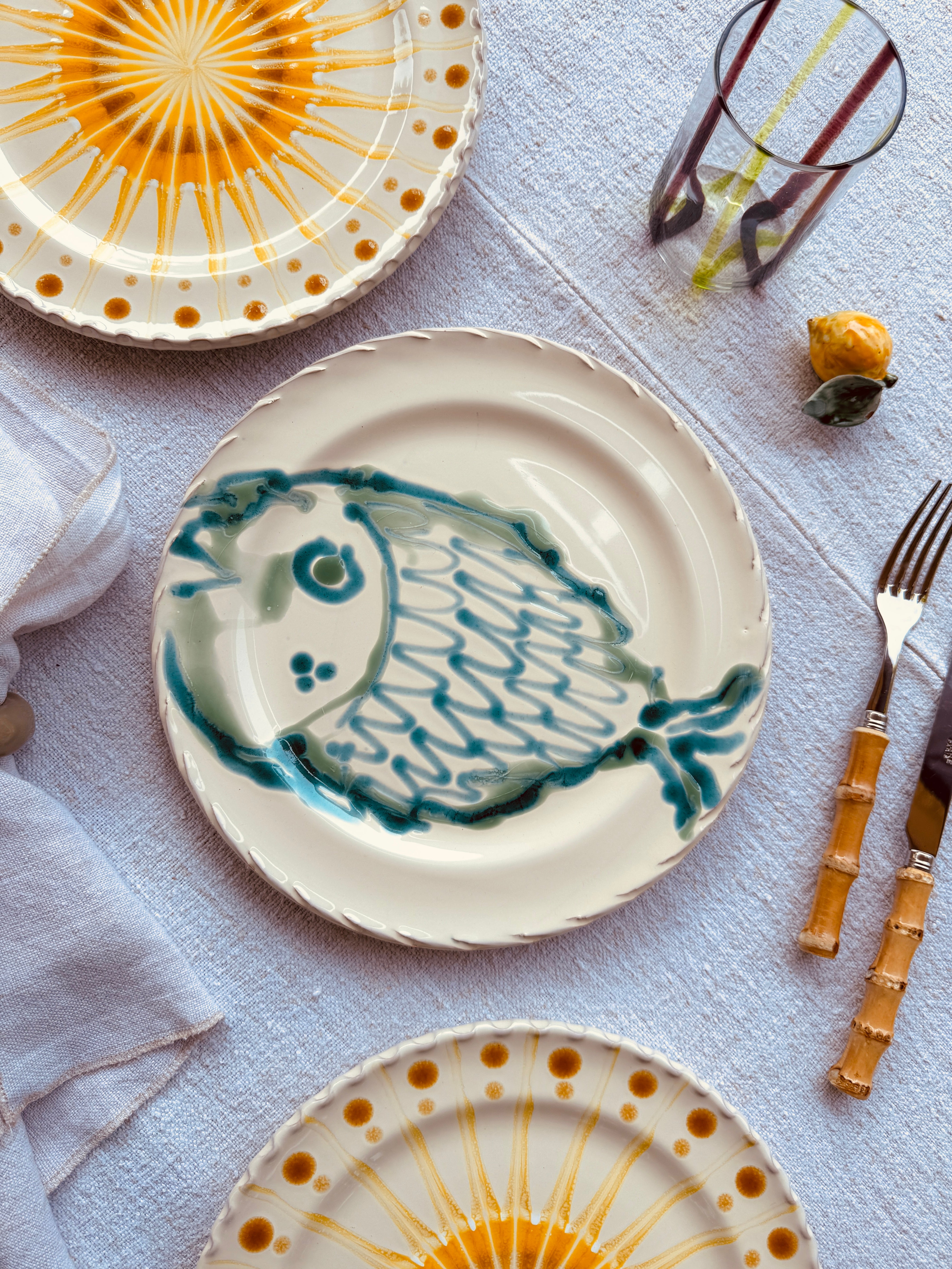 Dinner Plate - 27cm "Unique Art Pieces by Studio Riviera" Handmade Ceramic from Puglia