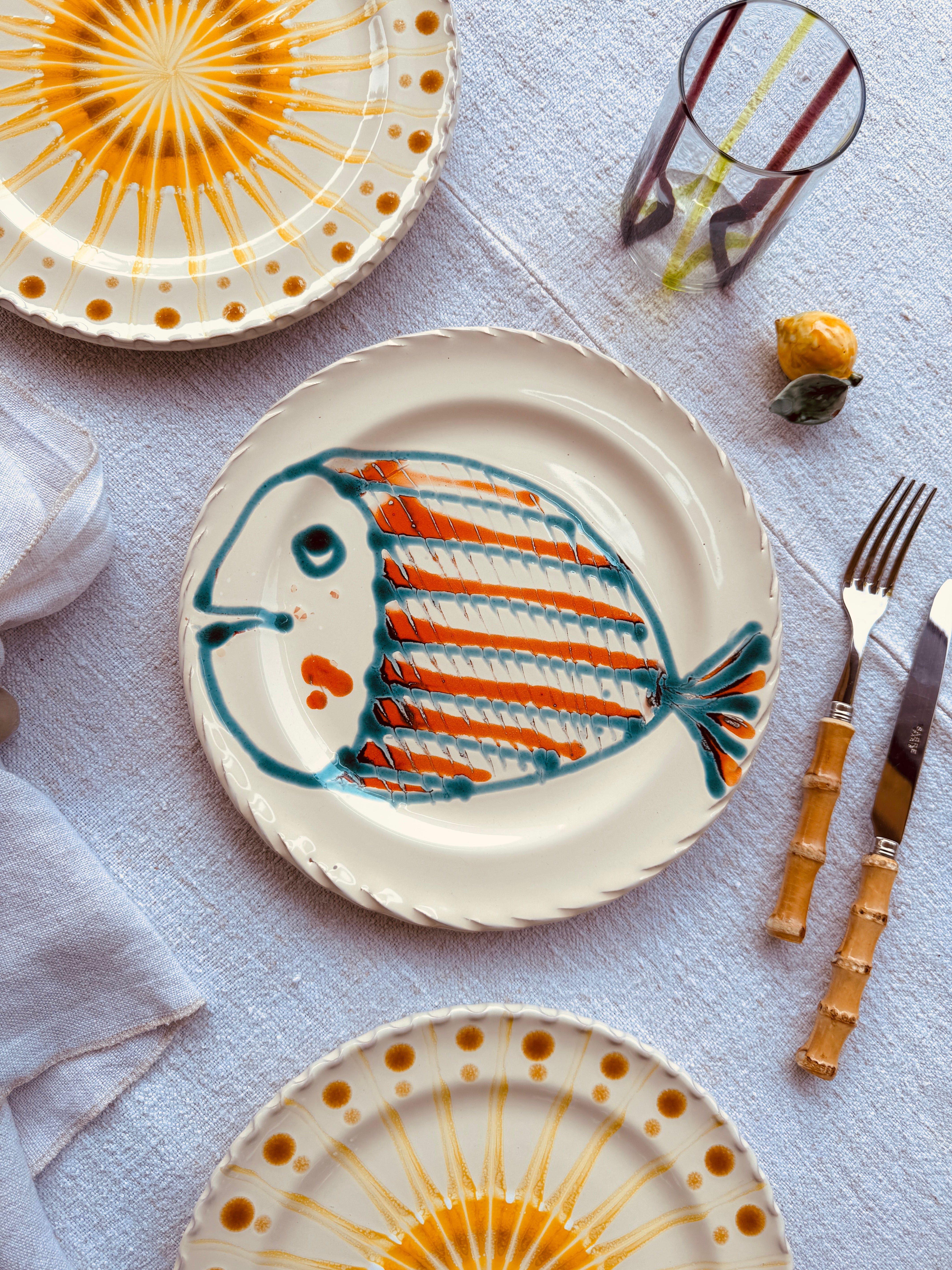 Dinner Plate - 27cm "Unique Art Pieces by Studio Riviera" Handmade Ceramic from Puglia