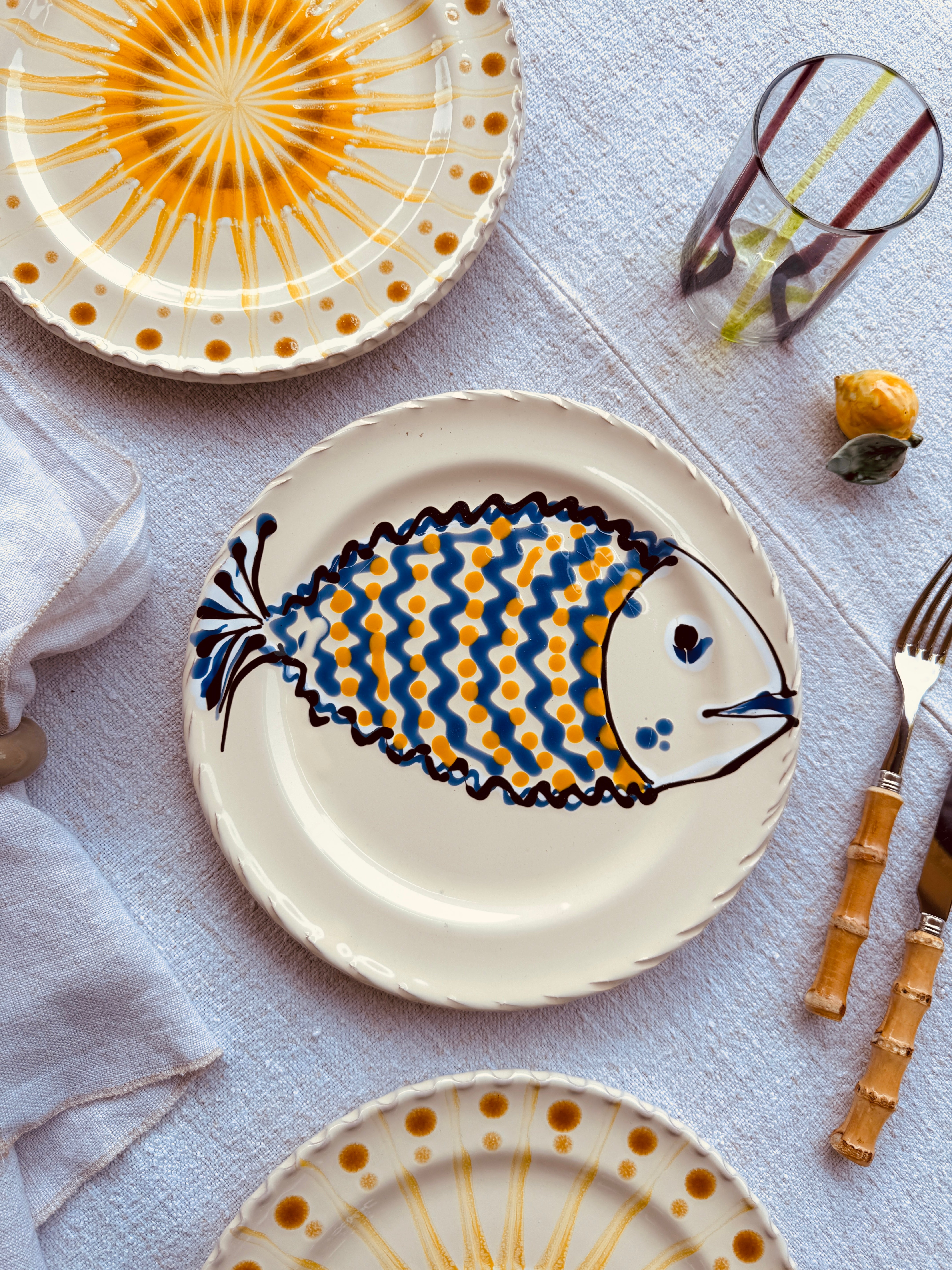 Dinner Plate - 27cm "Unique Art Pieces by Studio Riviera" Handmade Ceramic from Puglia