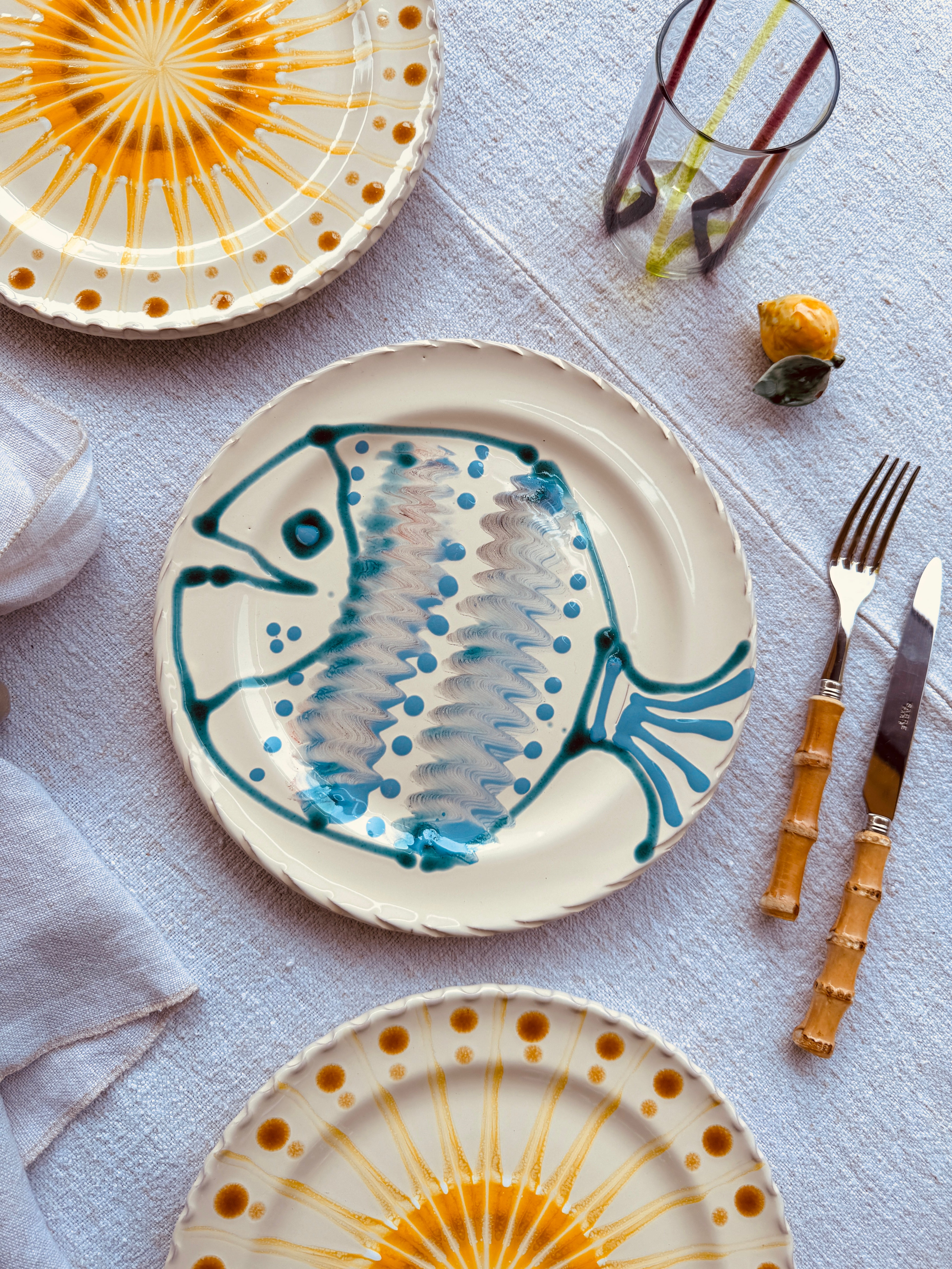 Dinner Plate - 27cm "Unique Art Pieces by Studio Riviera" Handmade Ceramic from Puglia