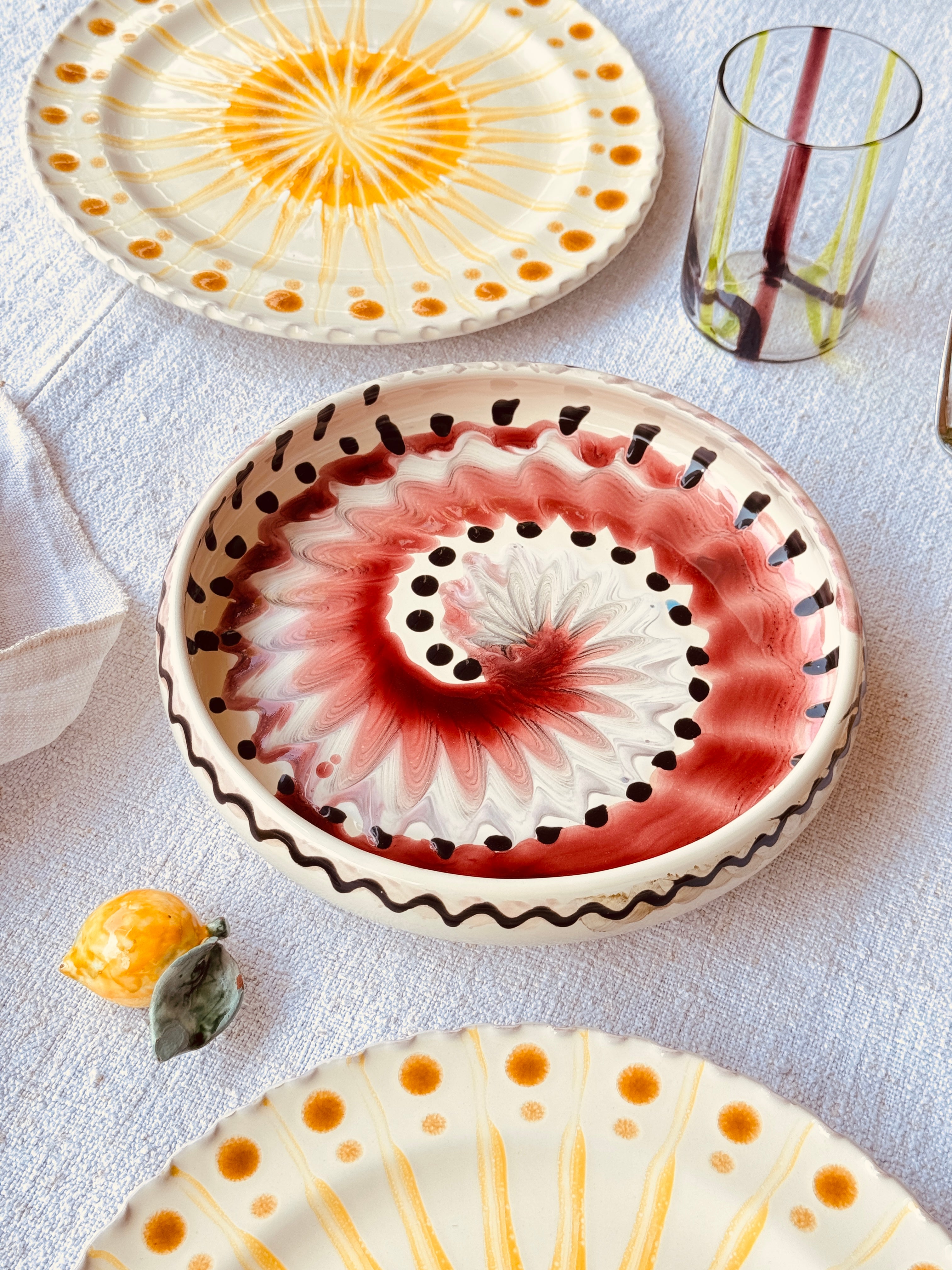 Italian Ceramic Pasta Plate 25cm | Handmade Psychodelic Design "One of a kind"