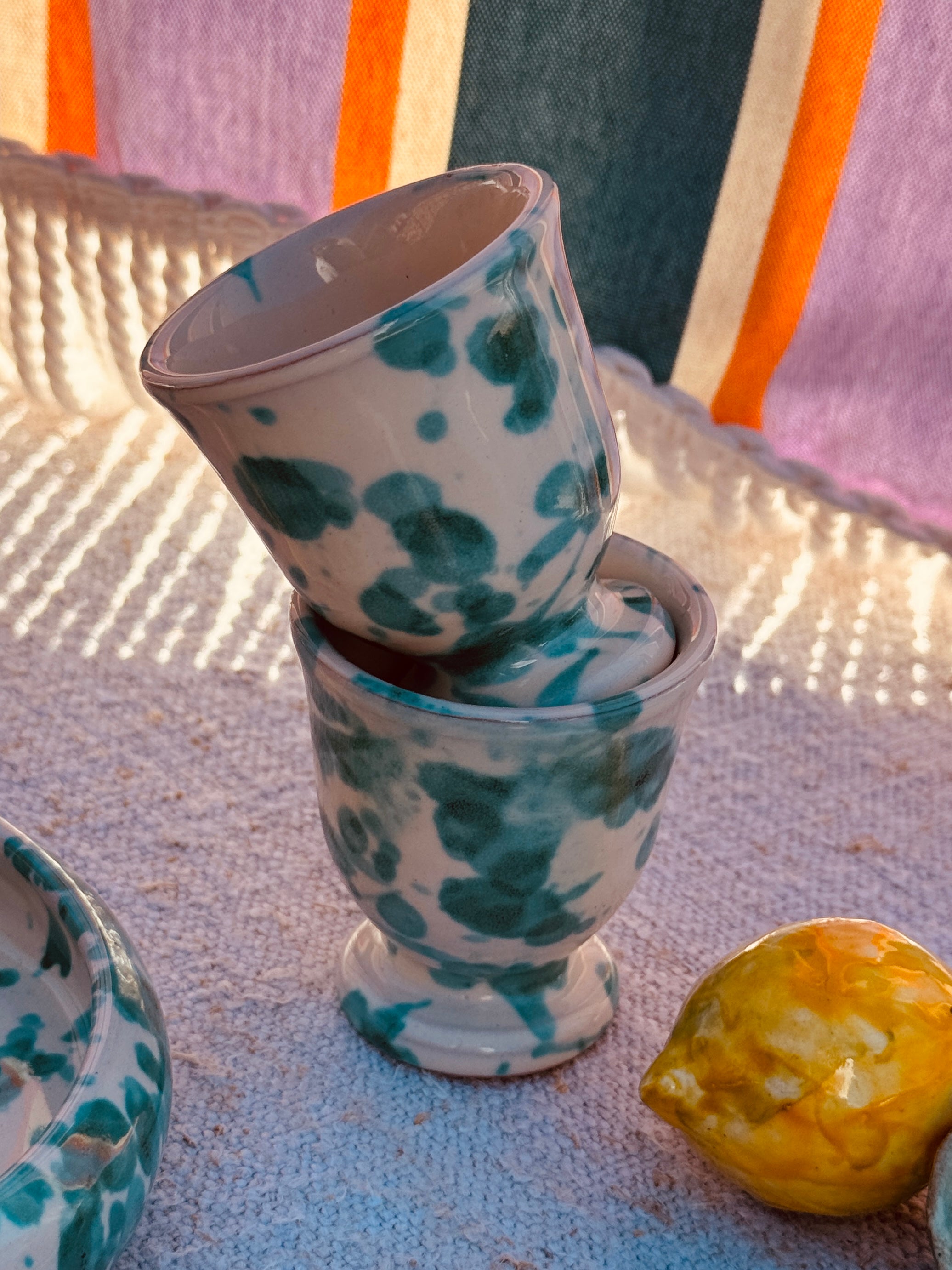 Schizzato Egg Cup "Verde" Set of2
