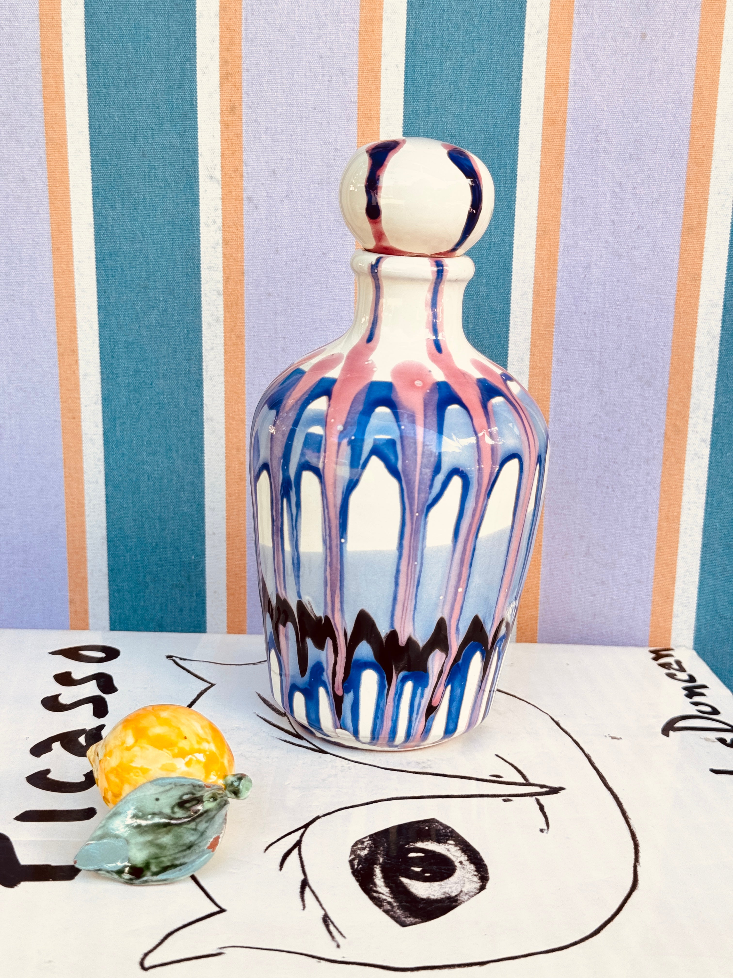 Handgefertigte Keramik Olivenölflasche 22,5 cm | Unikat aus Italien