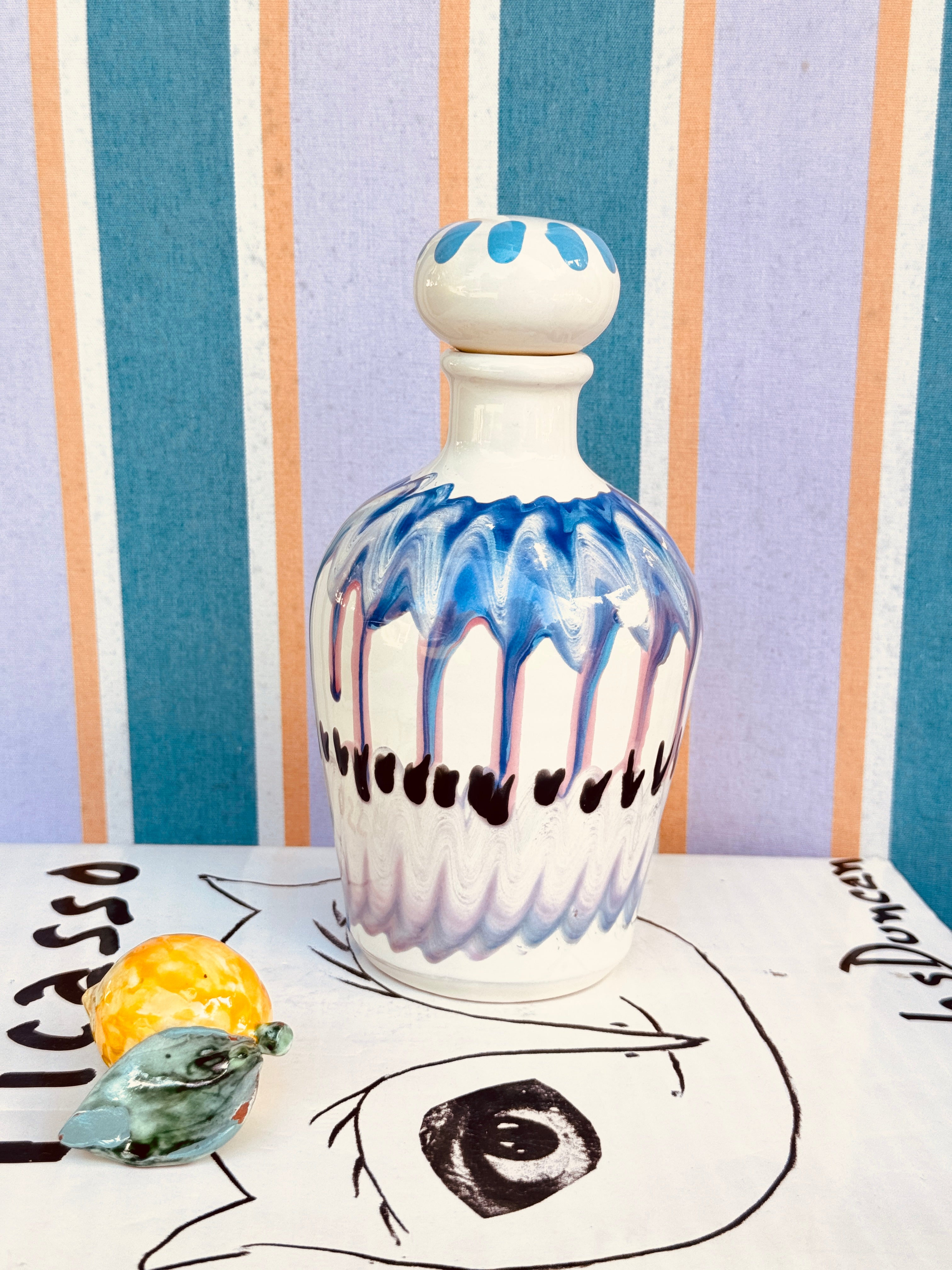 Handgefertigte Keramik Olivenölflasche 22,5 cm | Unikat aus Italien