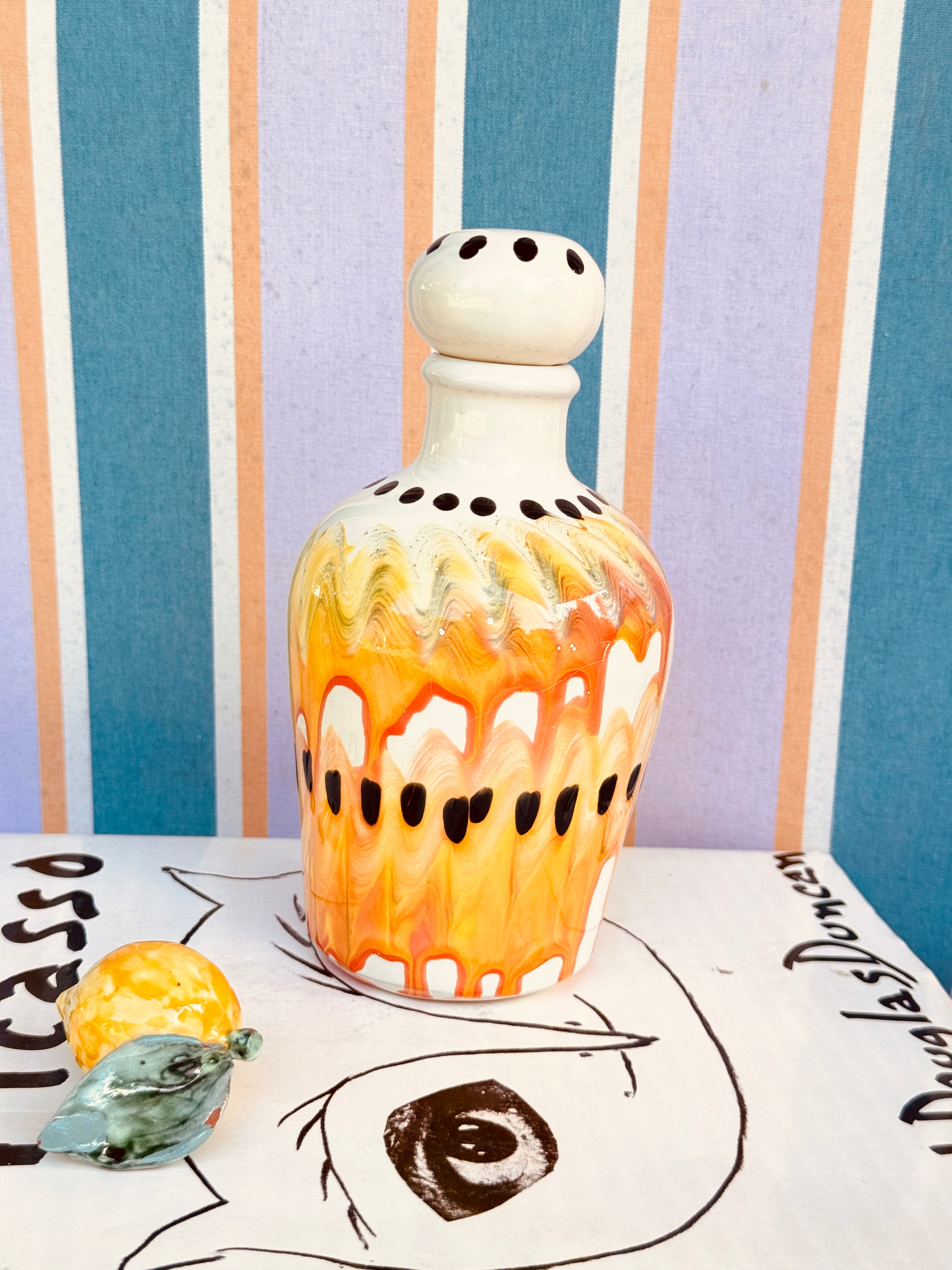 Handgefertigte Keramik Olivenölflasche 22,5 cm | Unikat aus Italien
