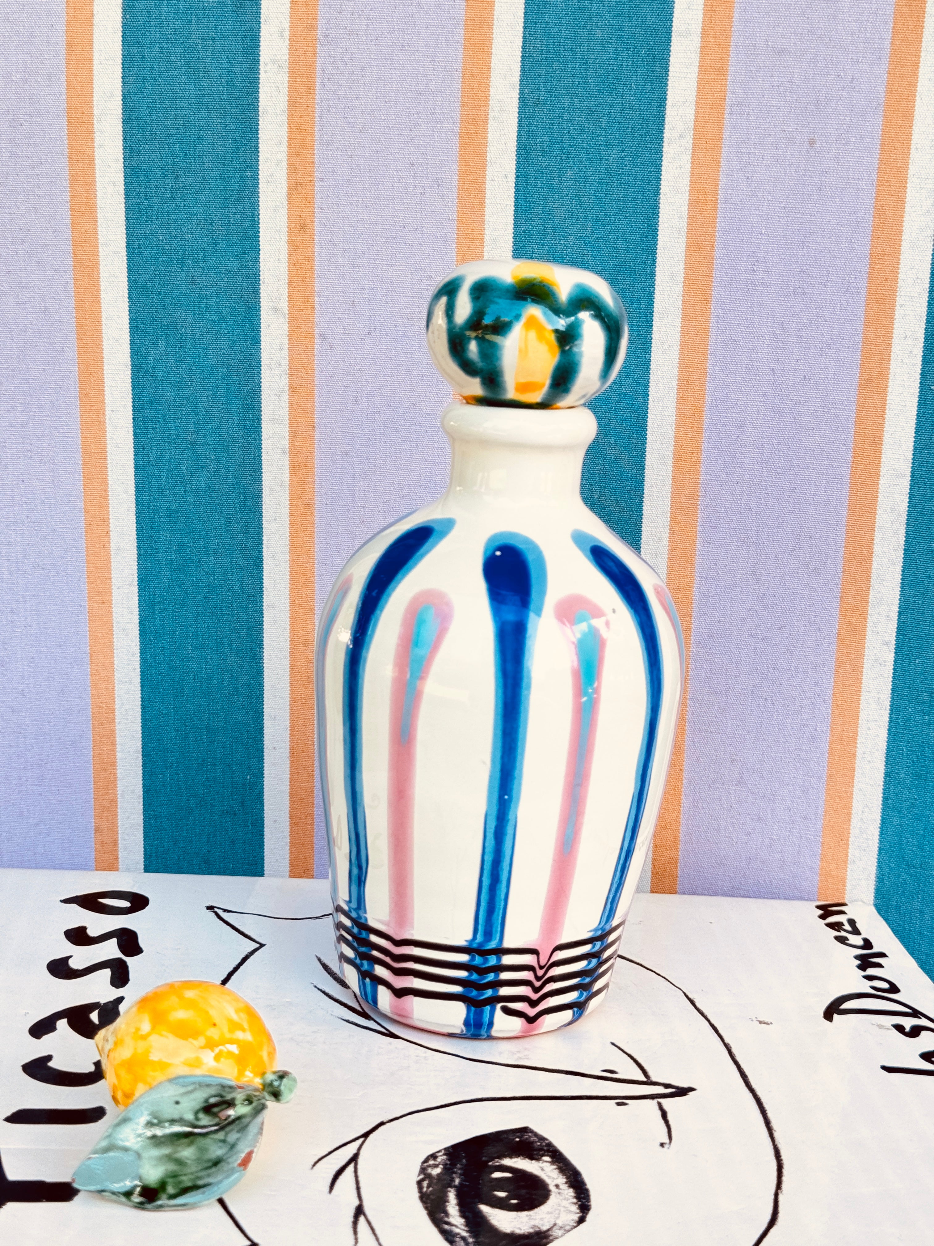 Handgefertigte Keramik Olivenölflasche 22,5 cm | Unikat aus Italien