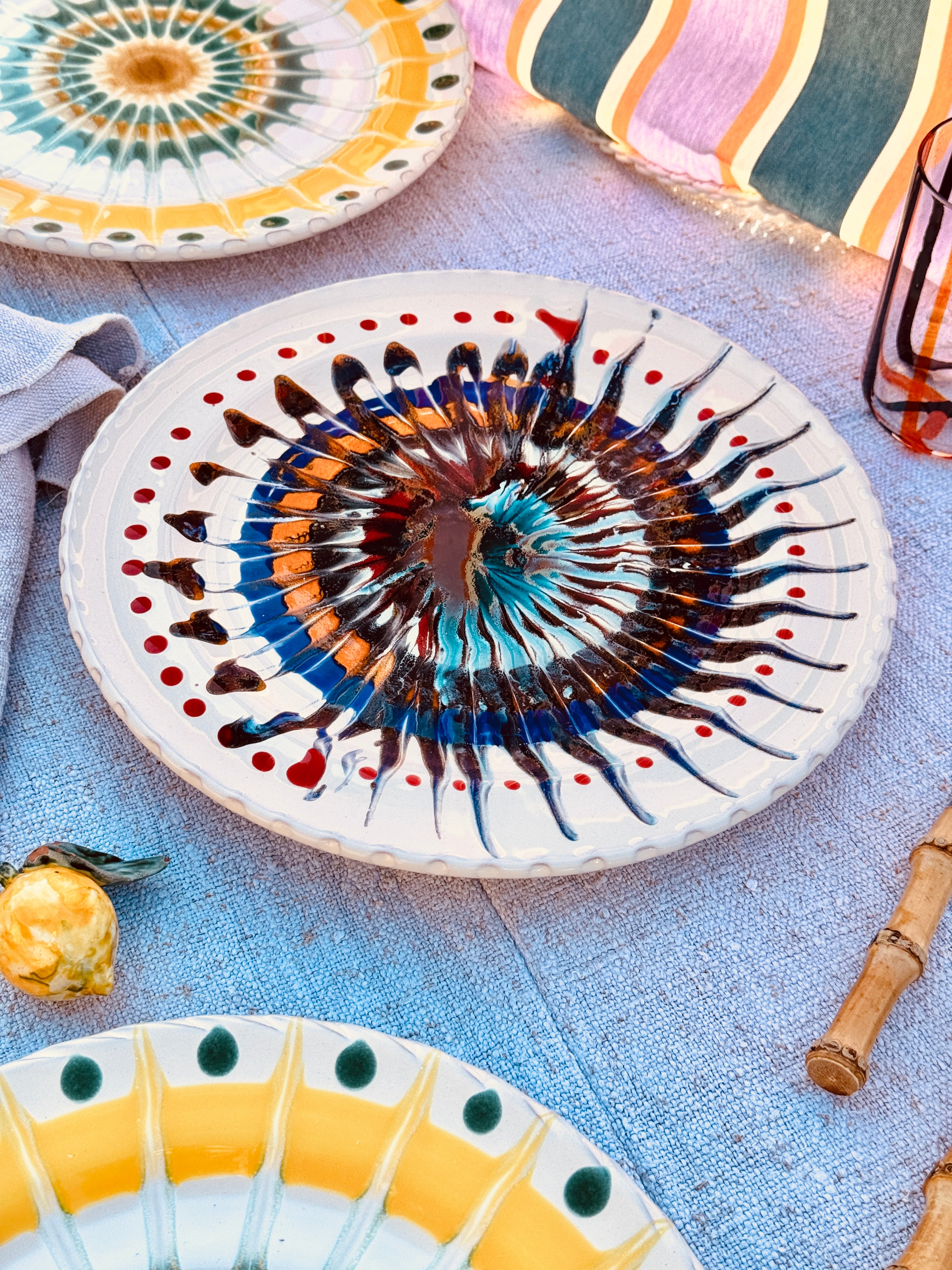 Dinner Plate - 27cm "Unique Art Pieces by Studio Riviera" Handmade Ceramic from Puglia