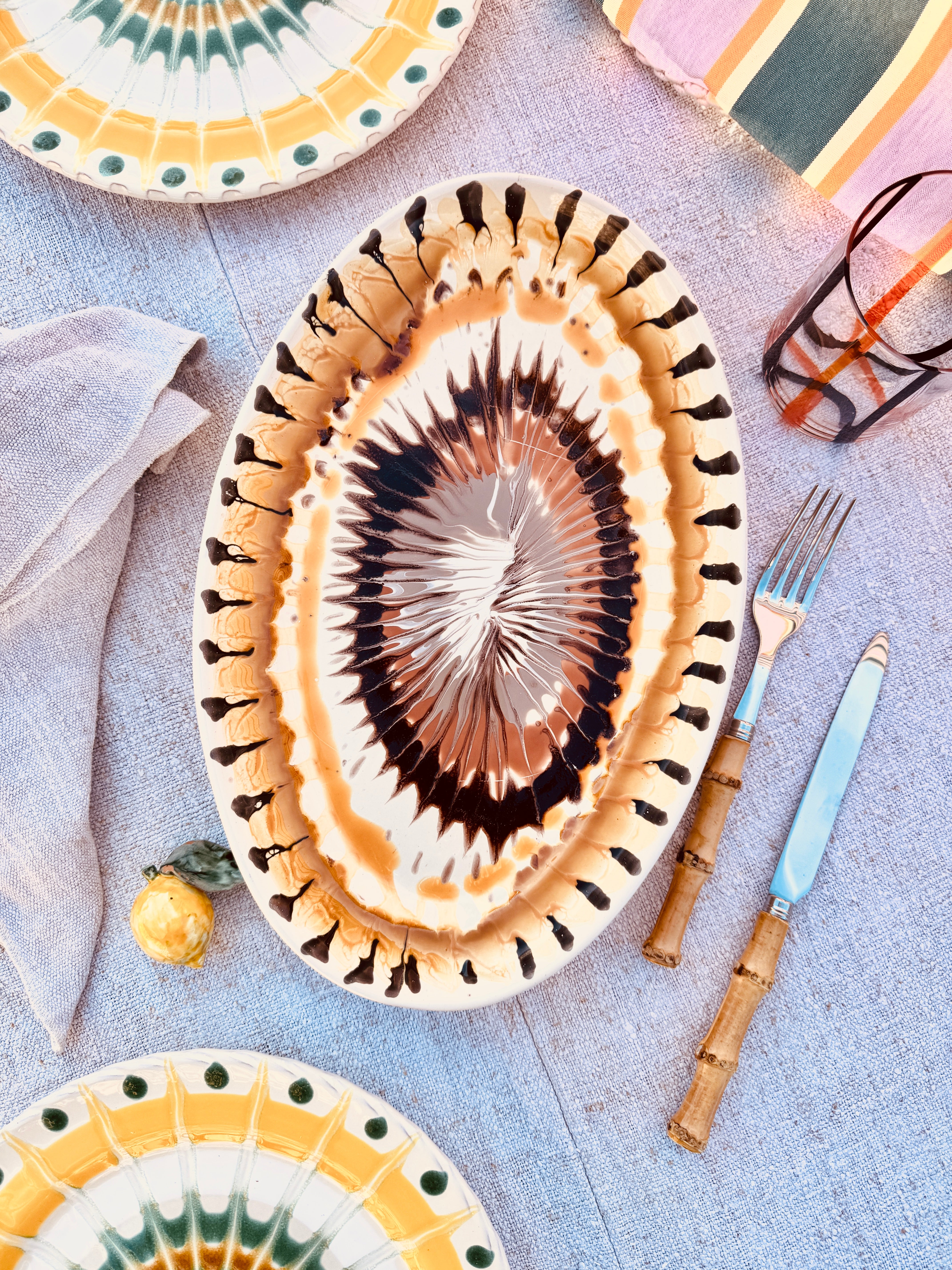 ! Einzelstück ! ovale Servierplatte  35X23cm - nur 1 x erhältlich - handgemacht in Apulien