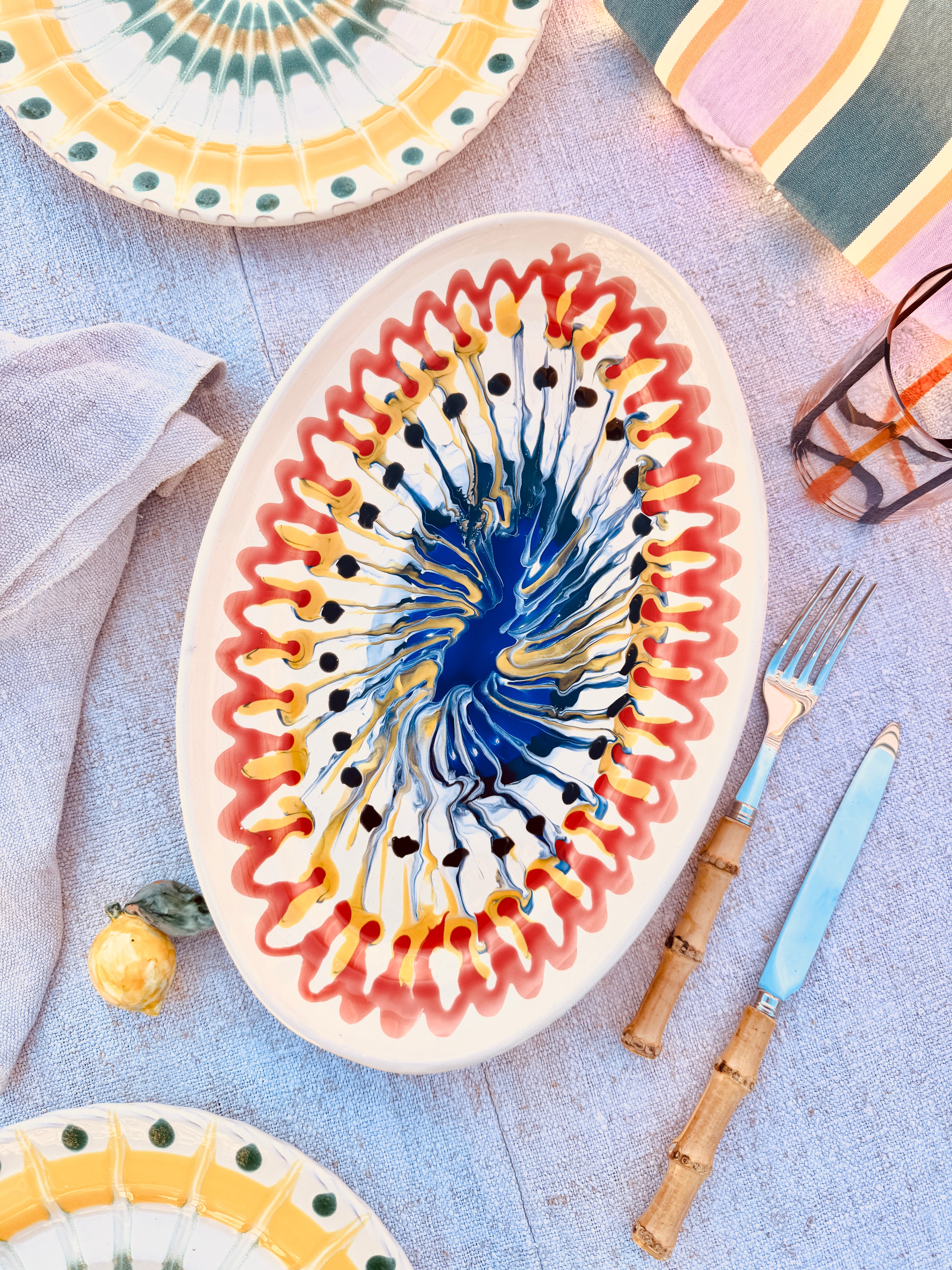 ! Einzelstück ! ovale Servierplatte  35X23cm - nur 1 x erhältlich - handgemacht in Apulien