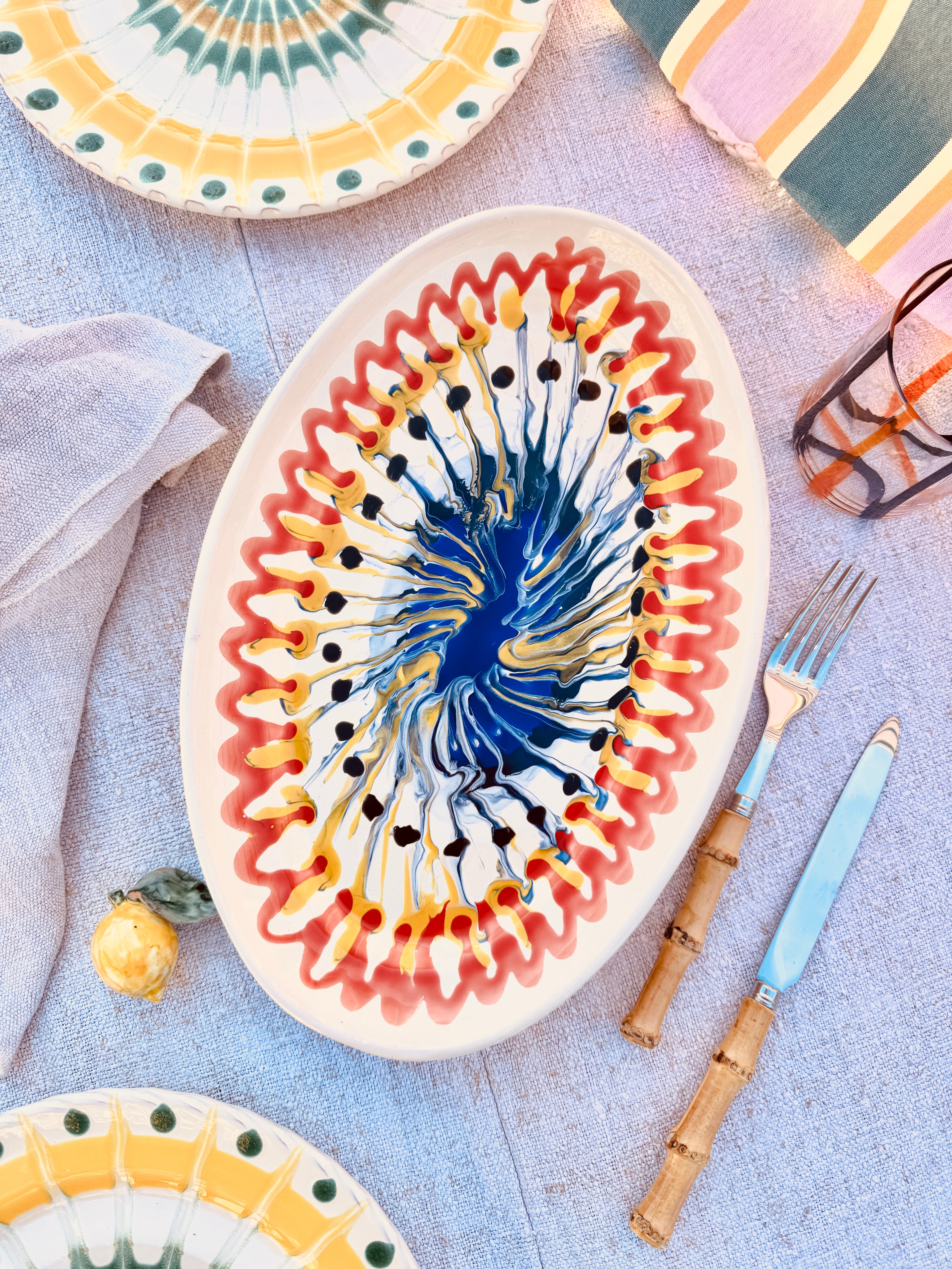 ! Einzelstück ! ovale Servierplatte  35X23cm - nur 1 x erhältlich - handgemacht in Apulien