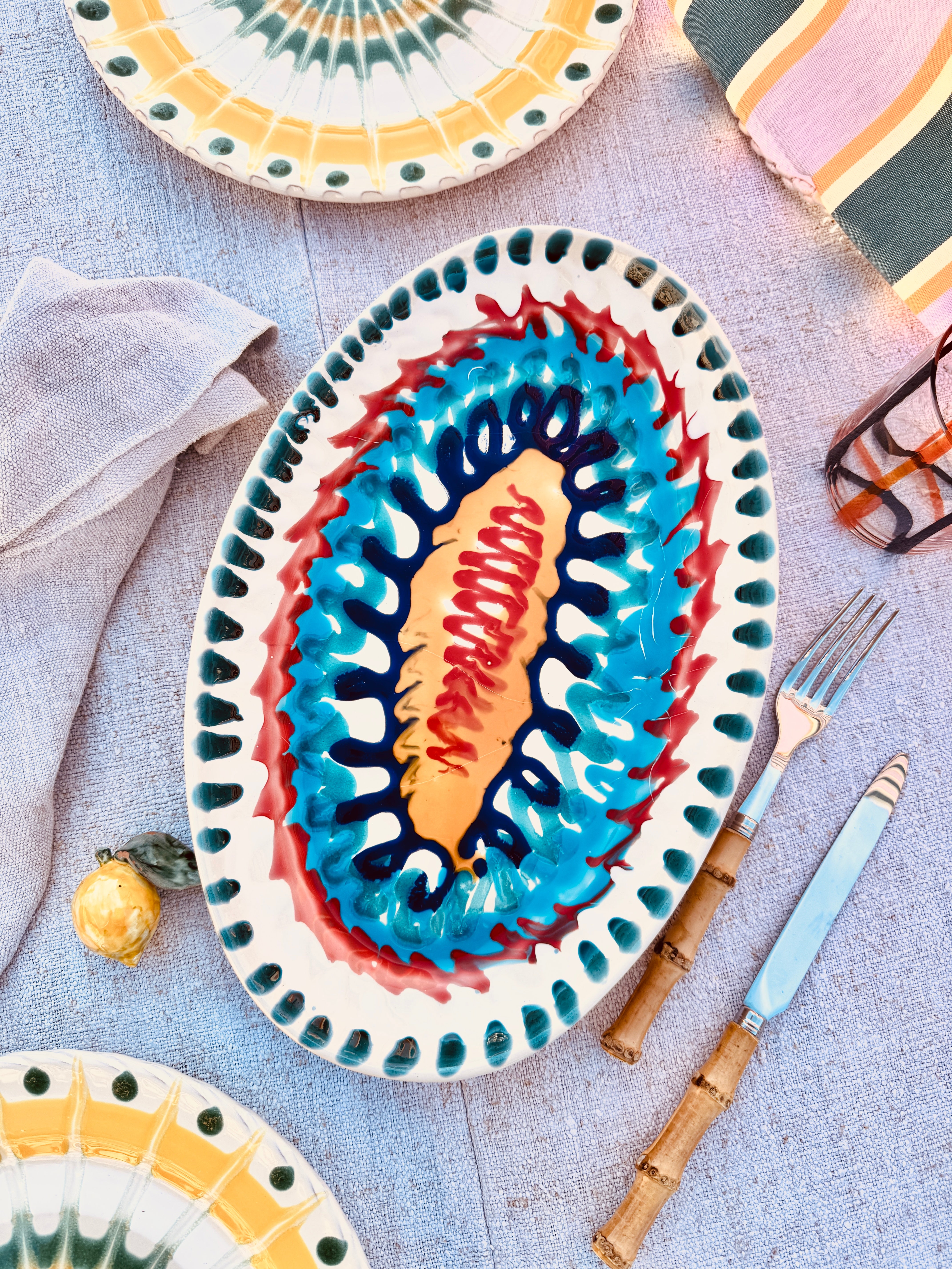 ! Einzelstück ! ovale Servierplatte  35X23cm - nur 1 x erhältlich - handgemacht in Apulien