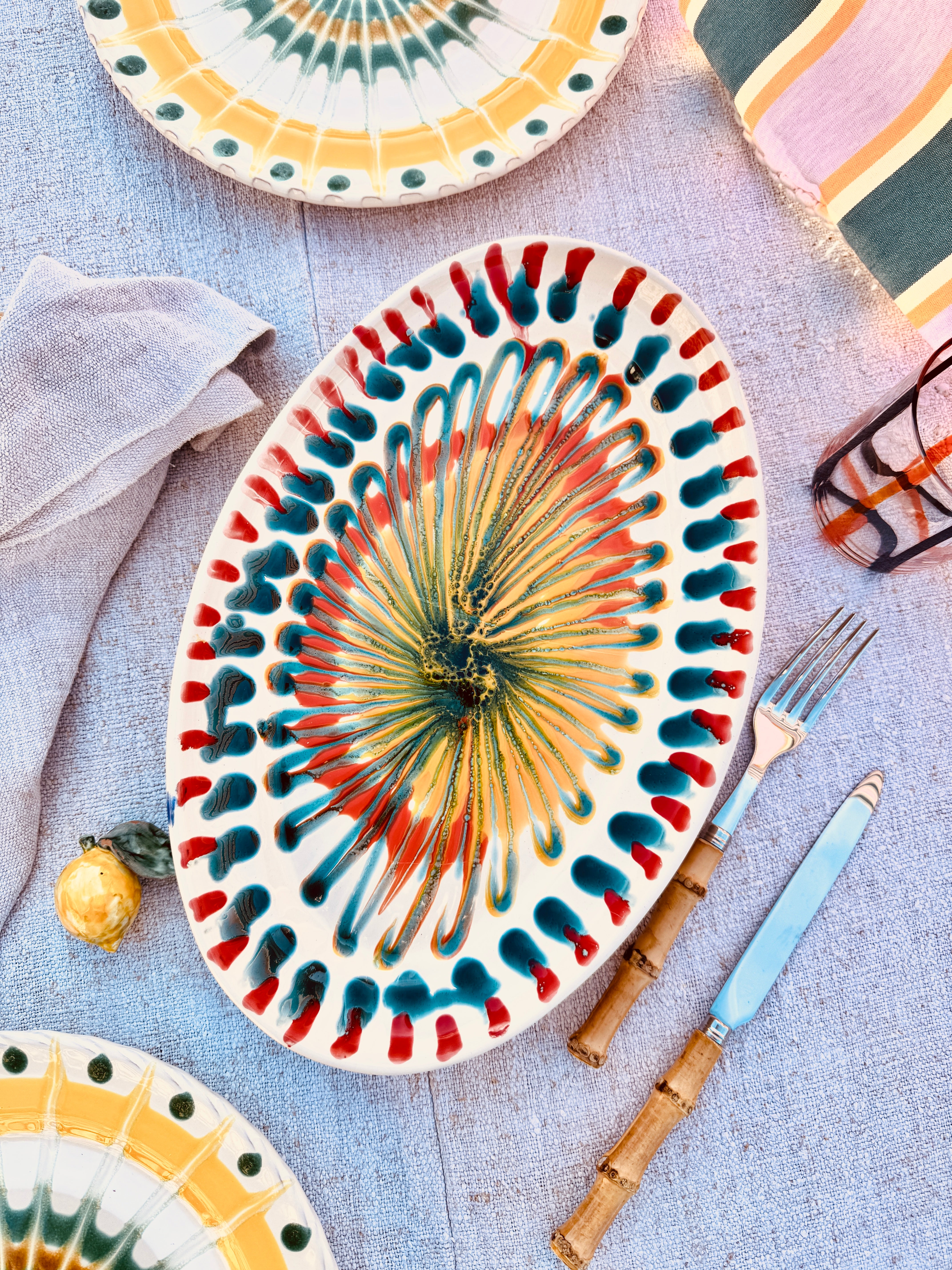 ! Einzelstück ! ovale Servierplatte  35X23cm - nur 1 x erhältlich - handgemacht in Apulien