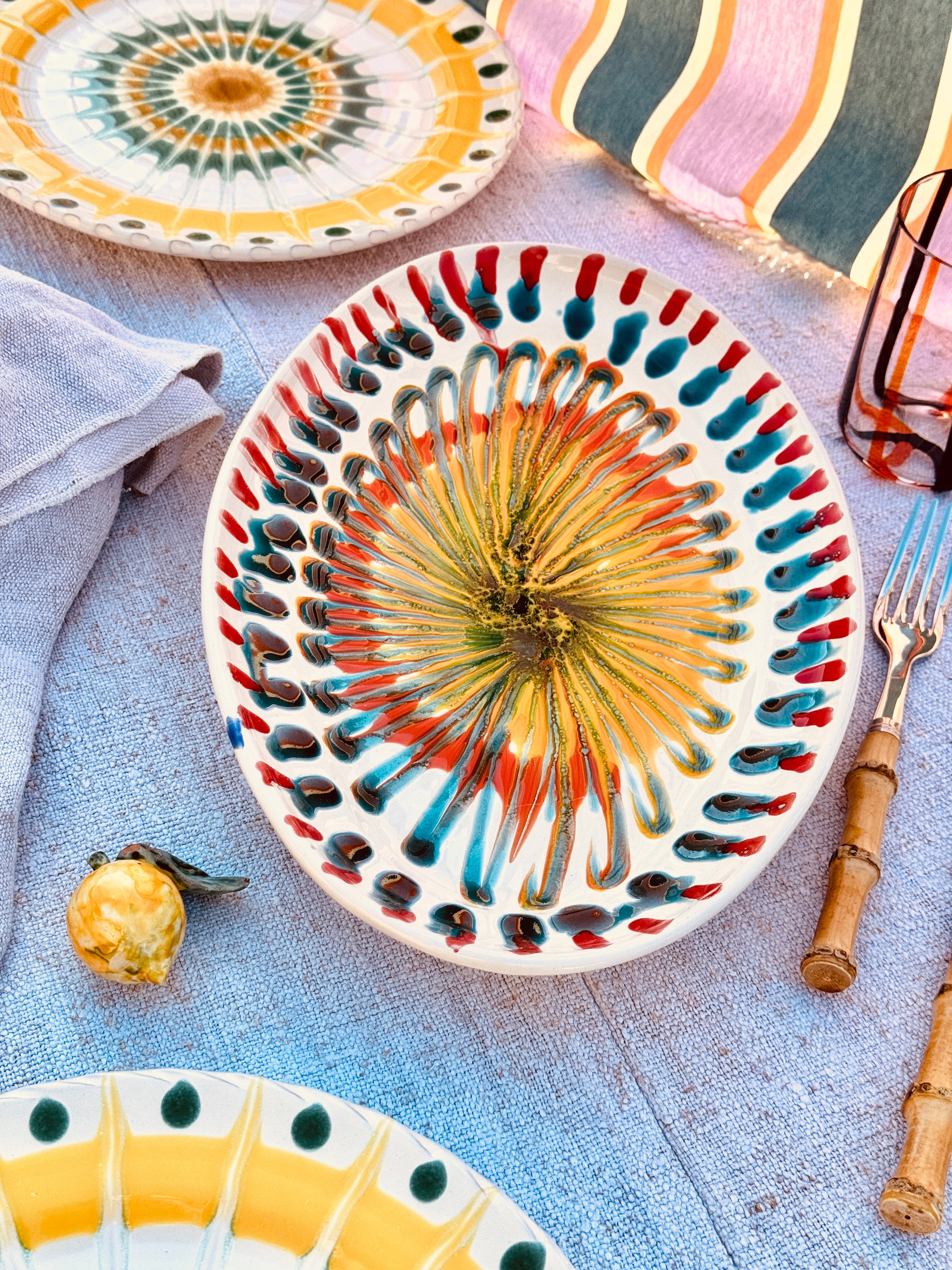 ! Einzelstück ! ovale Servierplatte  35X23cm - nur 1 x erhältlich - handgemacht in Apulien