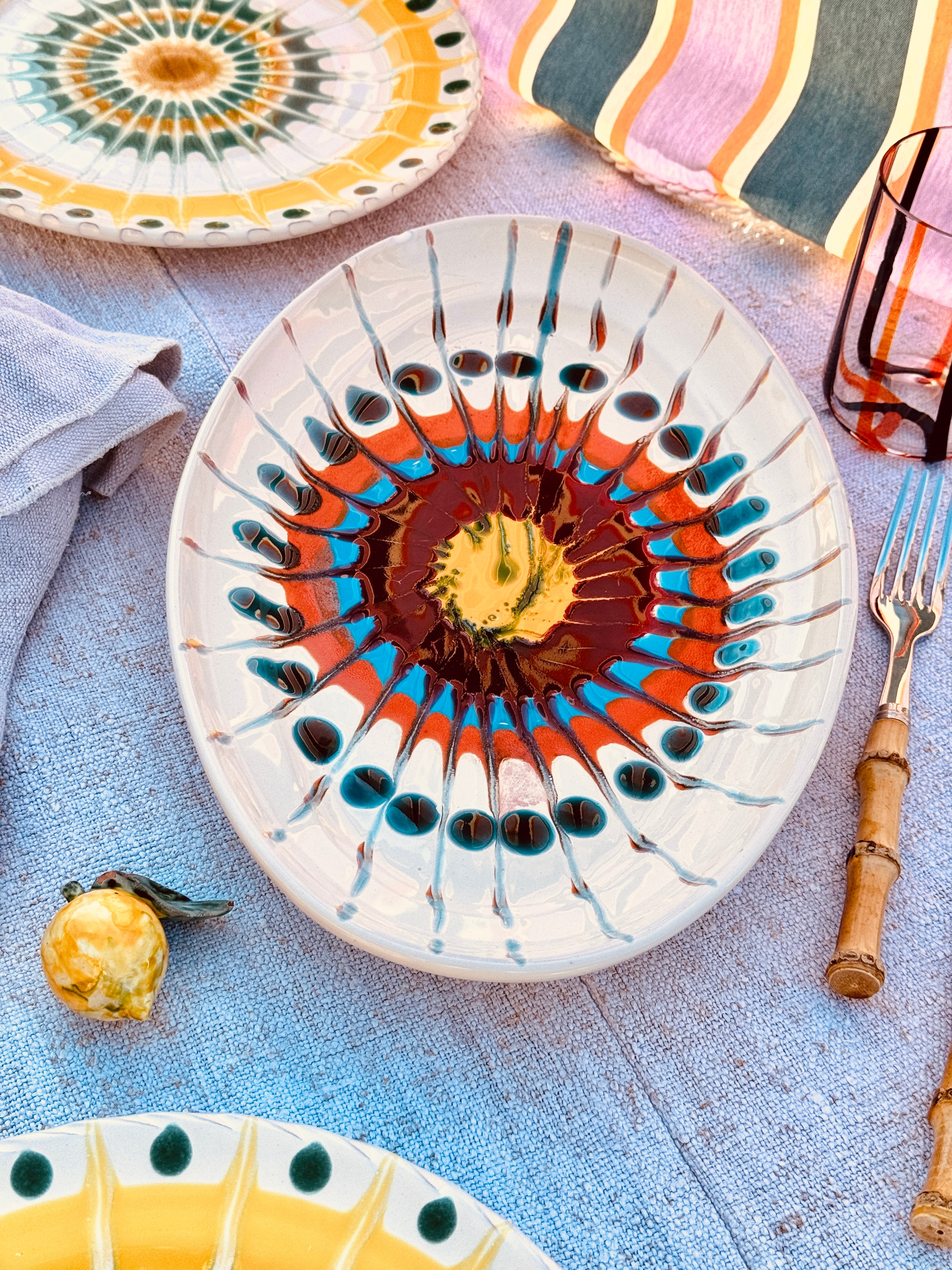 ! Einzelstück ! ovale Servierplatte  35X23cm - nur 1 x erhältlich - handgemacht in Apulien