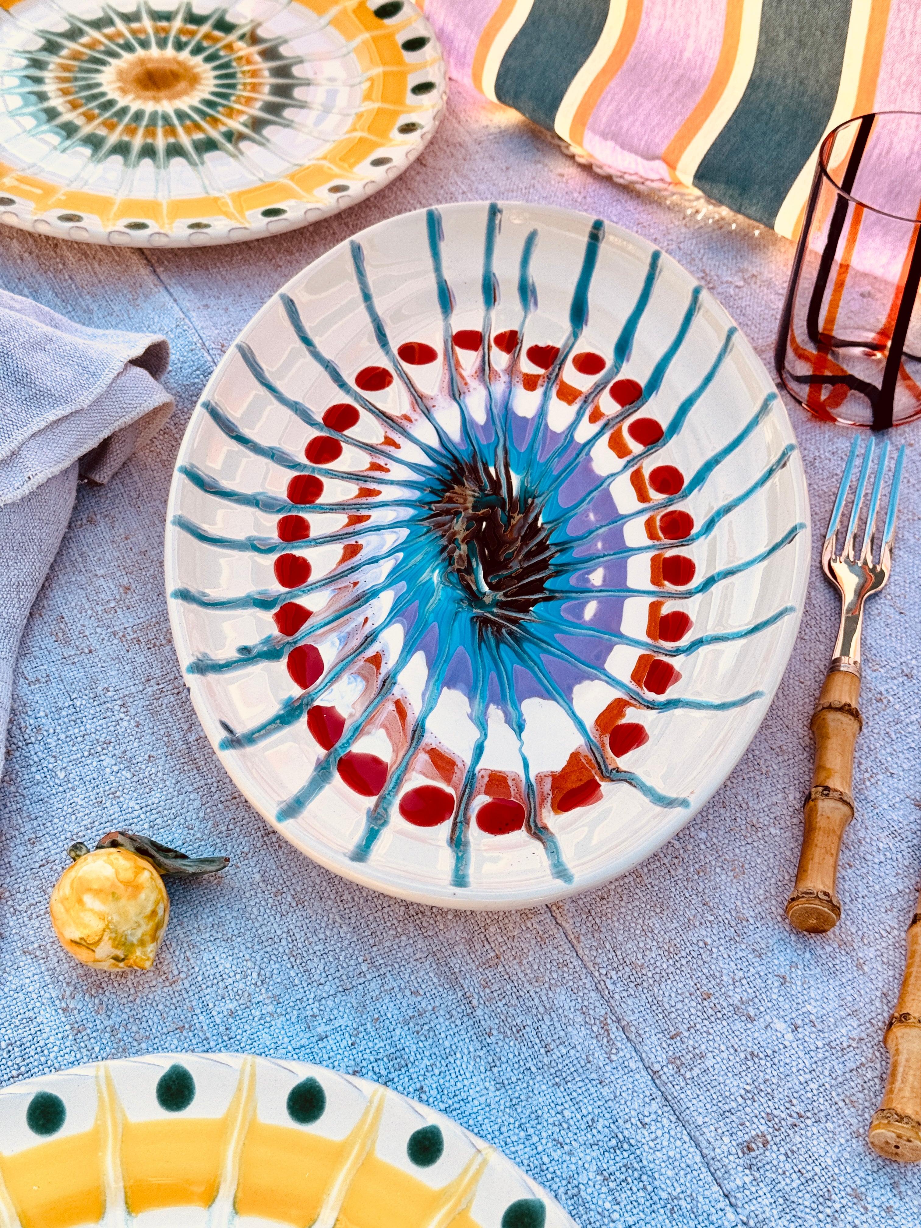 ! Einzelstück ! ovale Servierplatte  35X23cm - nur 1 x erhältlich - handgemacht in Apulien