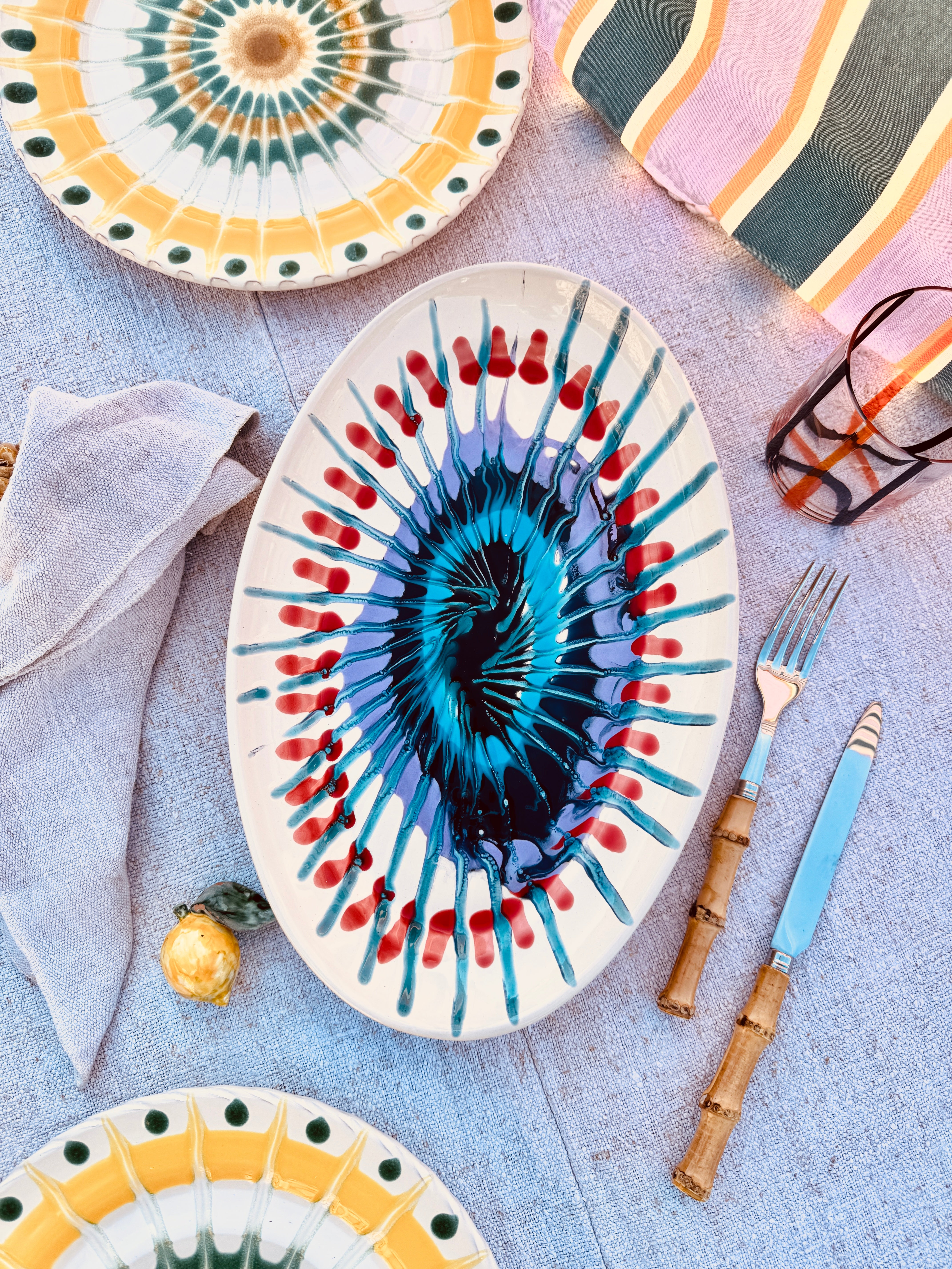 ! Einzelstück ! ovale Servierplatte  35X23cm - nur 1 x erhältlich - handgemacht in Apulien