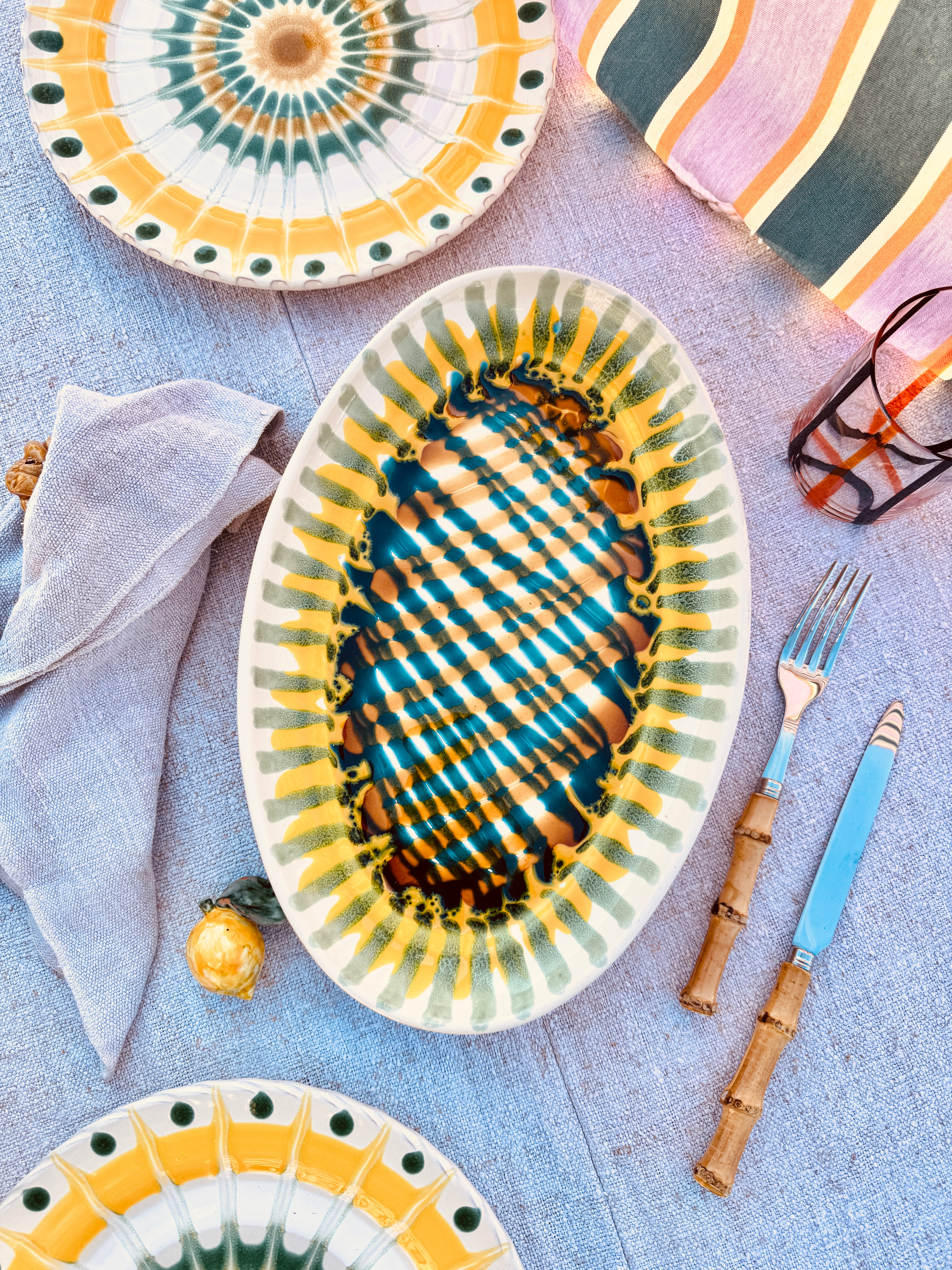 ! Einzelstück ! ovale Servierplatte  35X23cm - nur 1 x erhältlich - handgemacht in Apulien