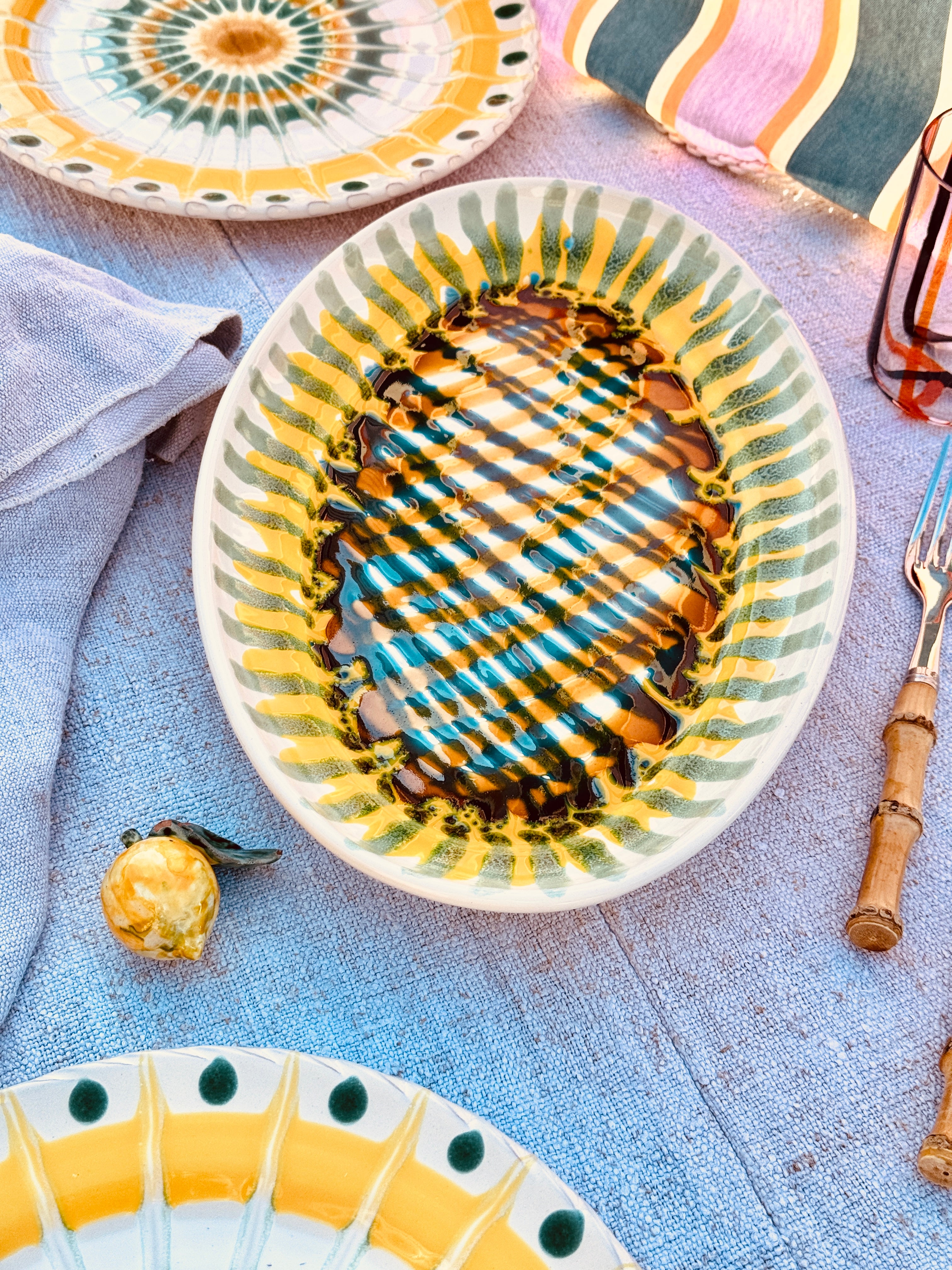 ! Einzelstück ! ovale Servierplatte  35X23cm - nur 1 x erhältlich - handgemacht in Apulien