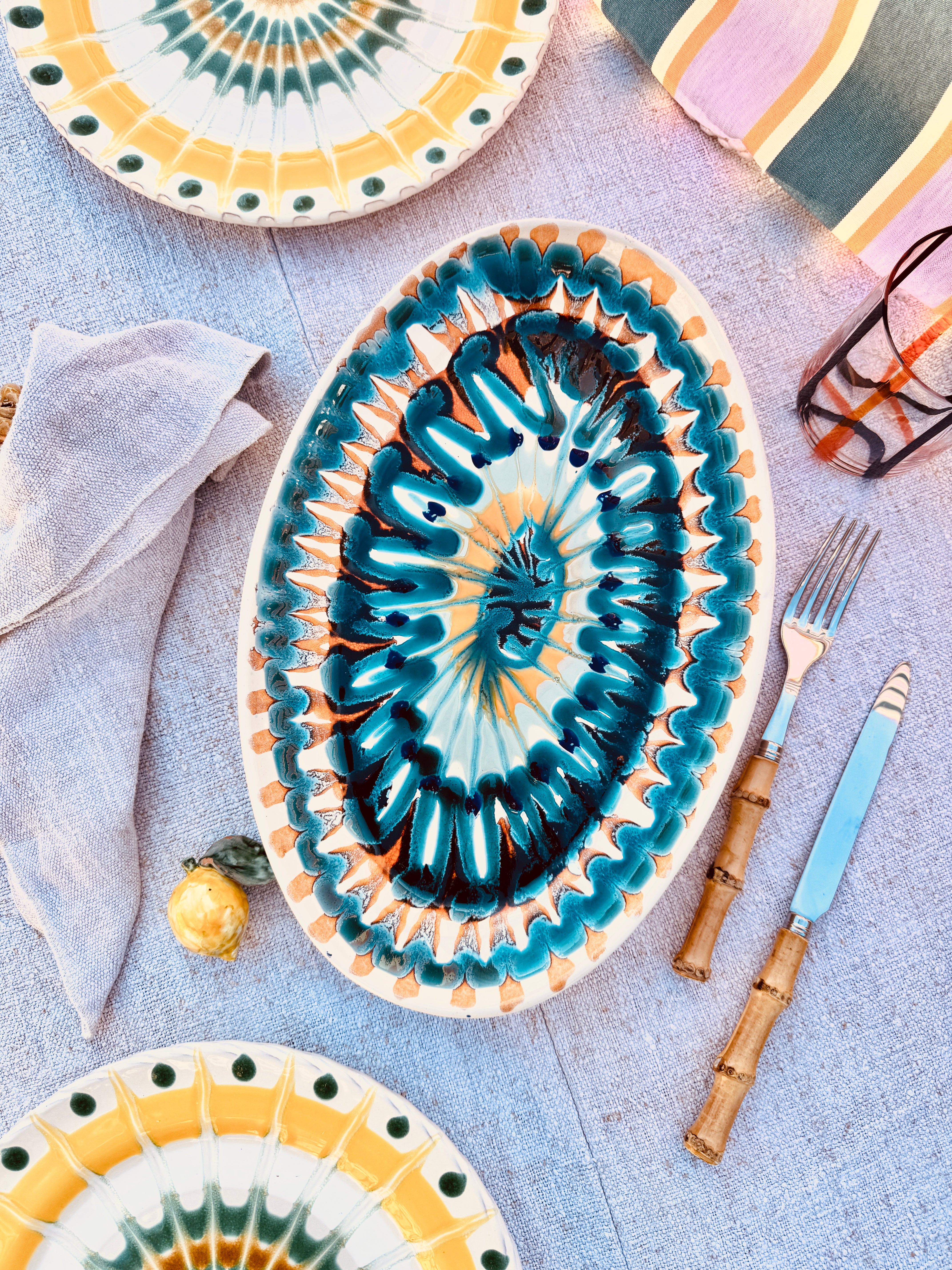 ! Einzelstück ! ovale Servierplatte  35X23cm - nur 1 x erhältlich - handgemacht in Apulien