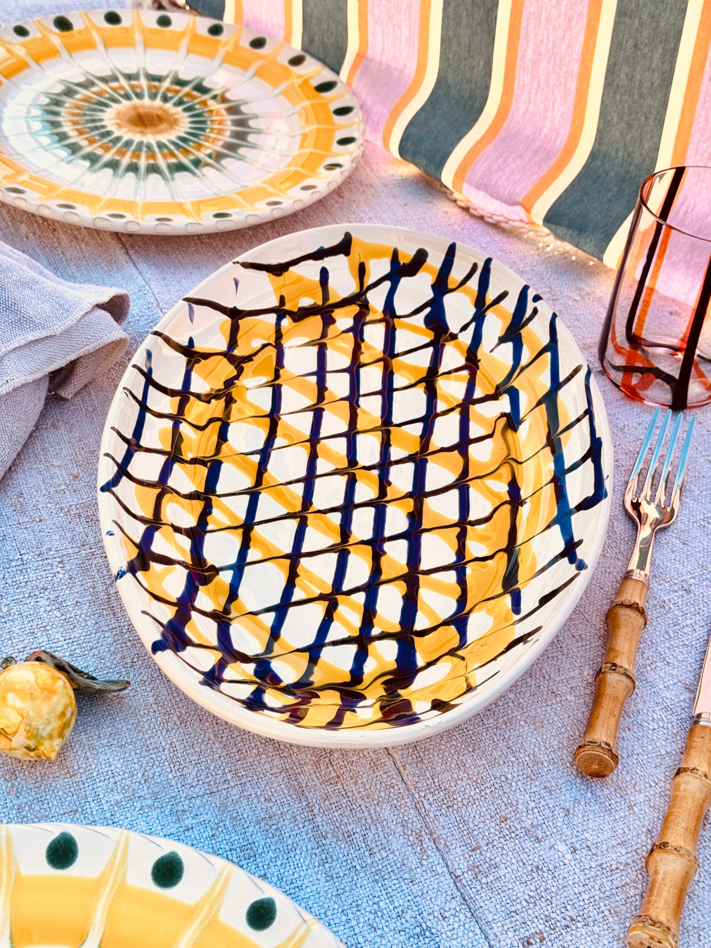 ! Einzelstück ! ovale Servierplatte  35X23cm - nur 1 x erhältlich - handgemacht in Apulien