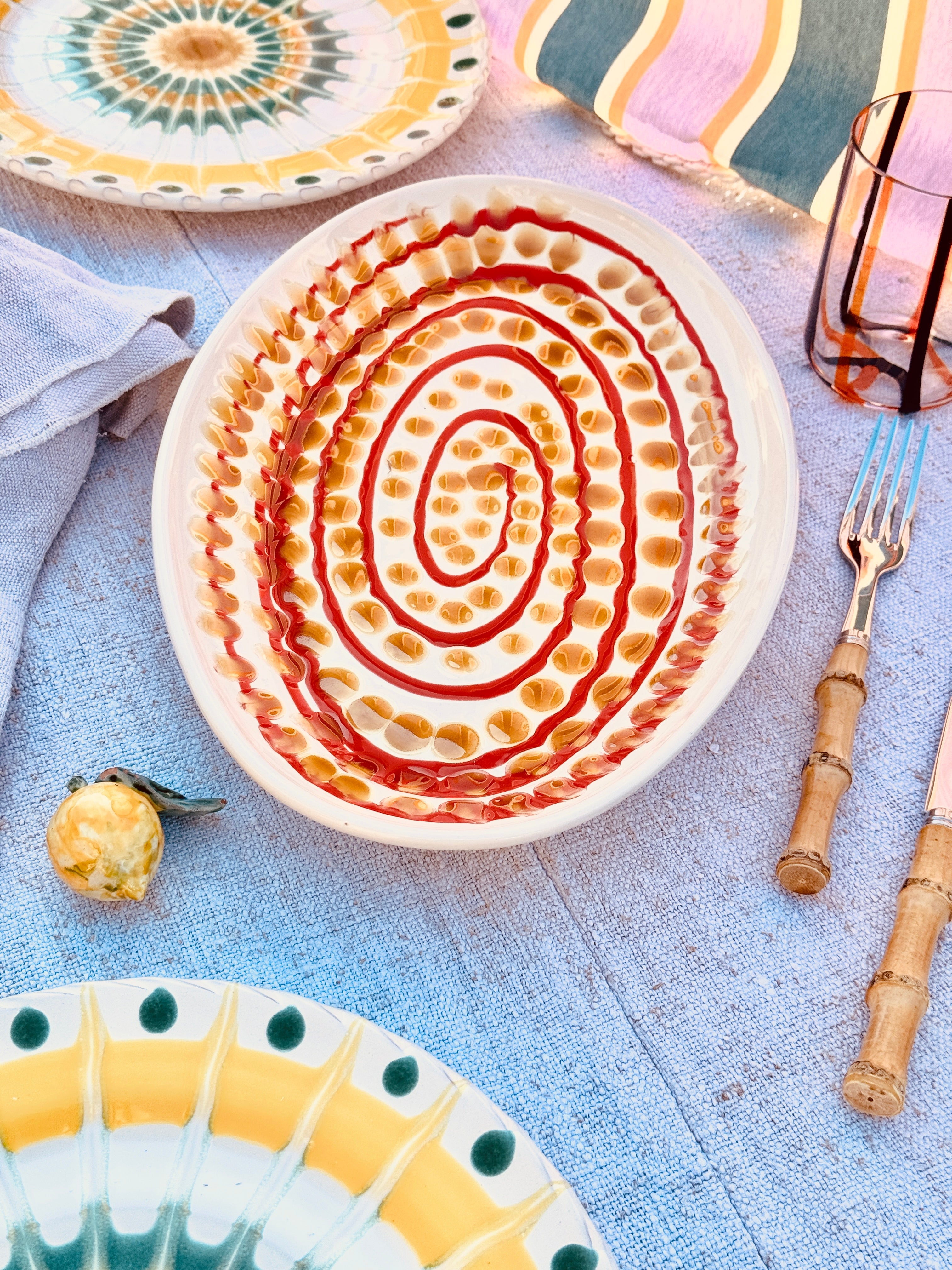 ! Einzelstück ! ovale Servierplatte  35X23cm - nur 1 x erhältlich - handgemacht in Apulien