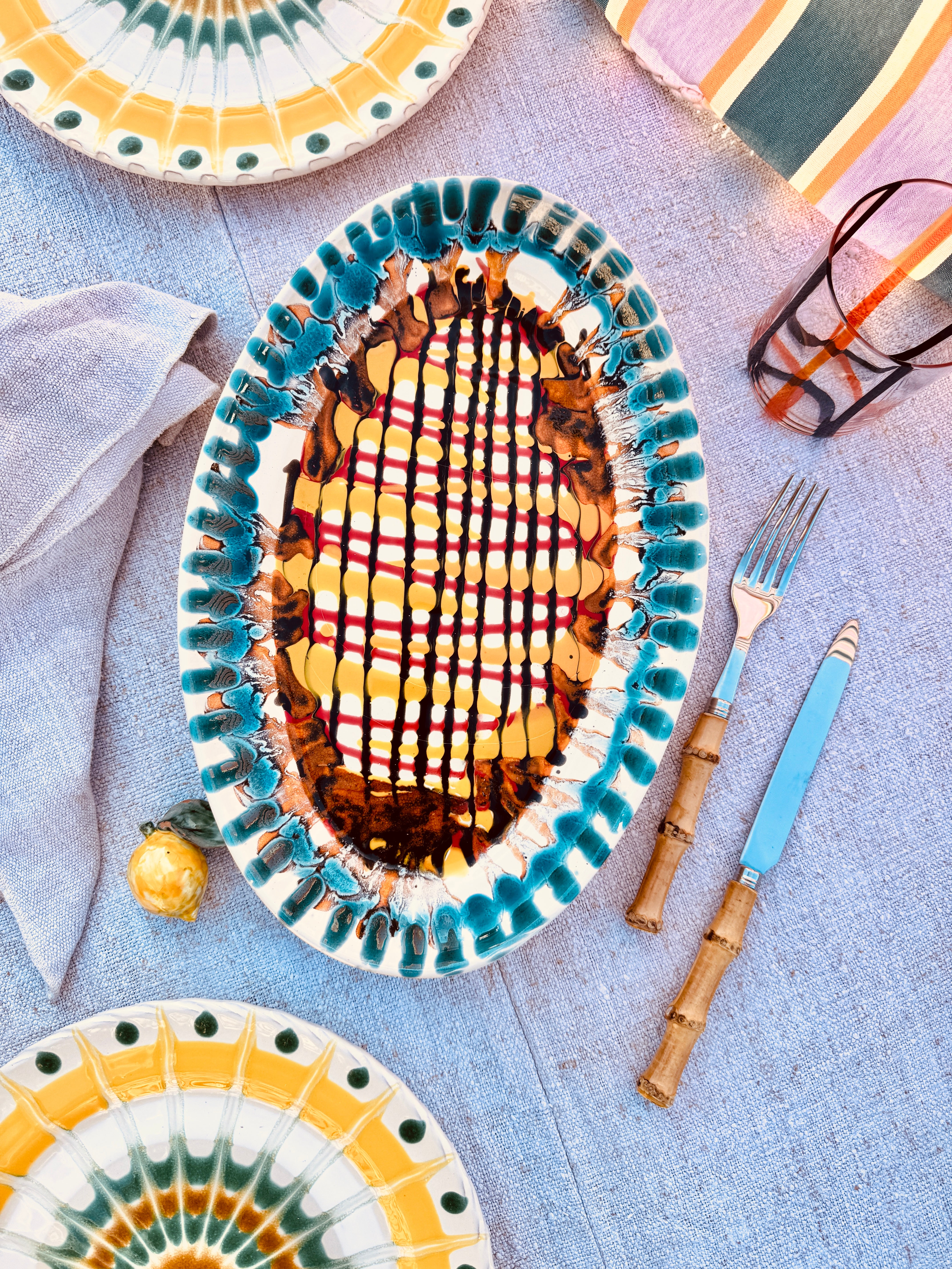 ! Einzelstück ! ovale Servierplatte  35X23cm - nur 1 x erhältlich - handgemacht in Apulien