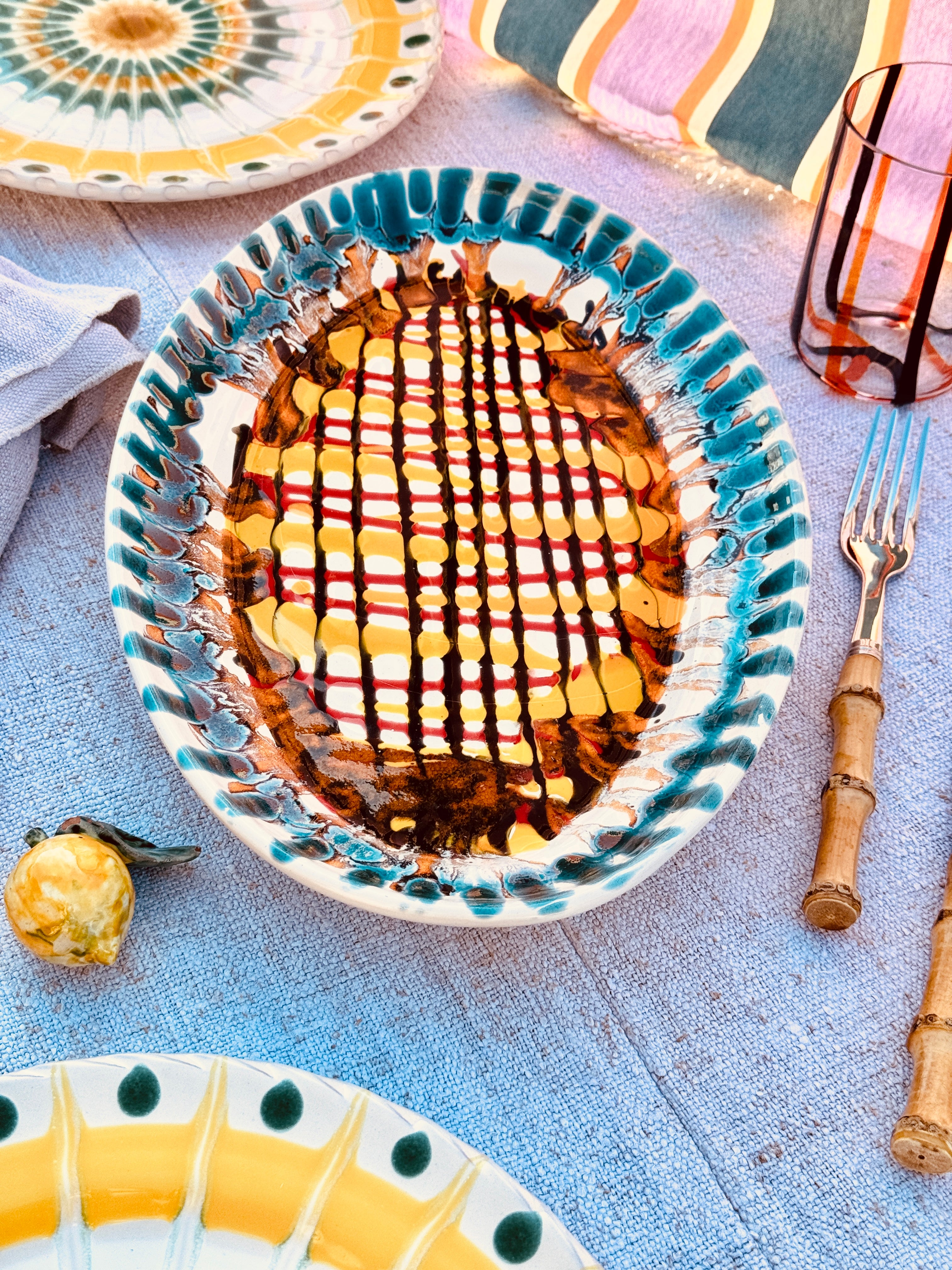 ! Einzelstück ! ovale Servierplatte  35X23cm - nur 1 x erhältlich - handgemacht in Apulien