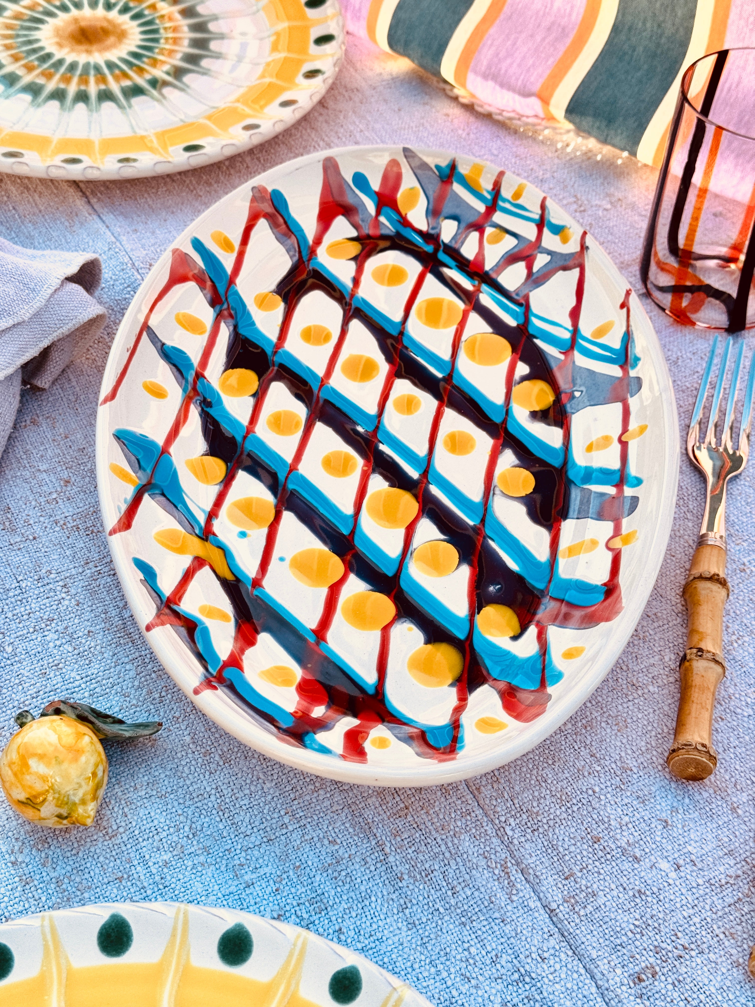 ! Einzelstück ! ovale Servierplatte  35X23cm - nur 1 x erhältlich - handgemacht in Apulien