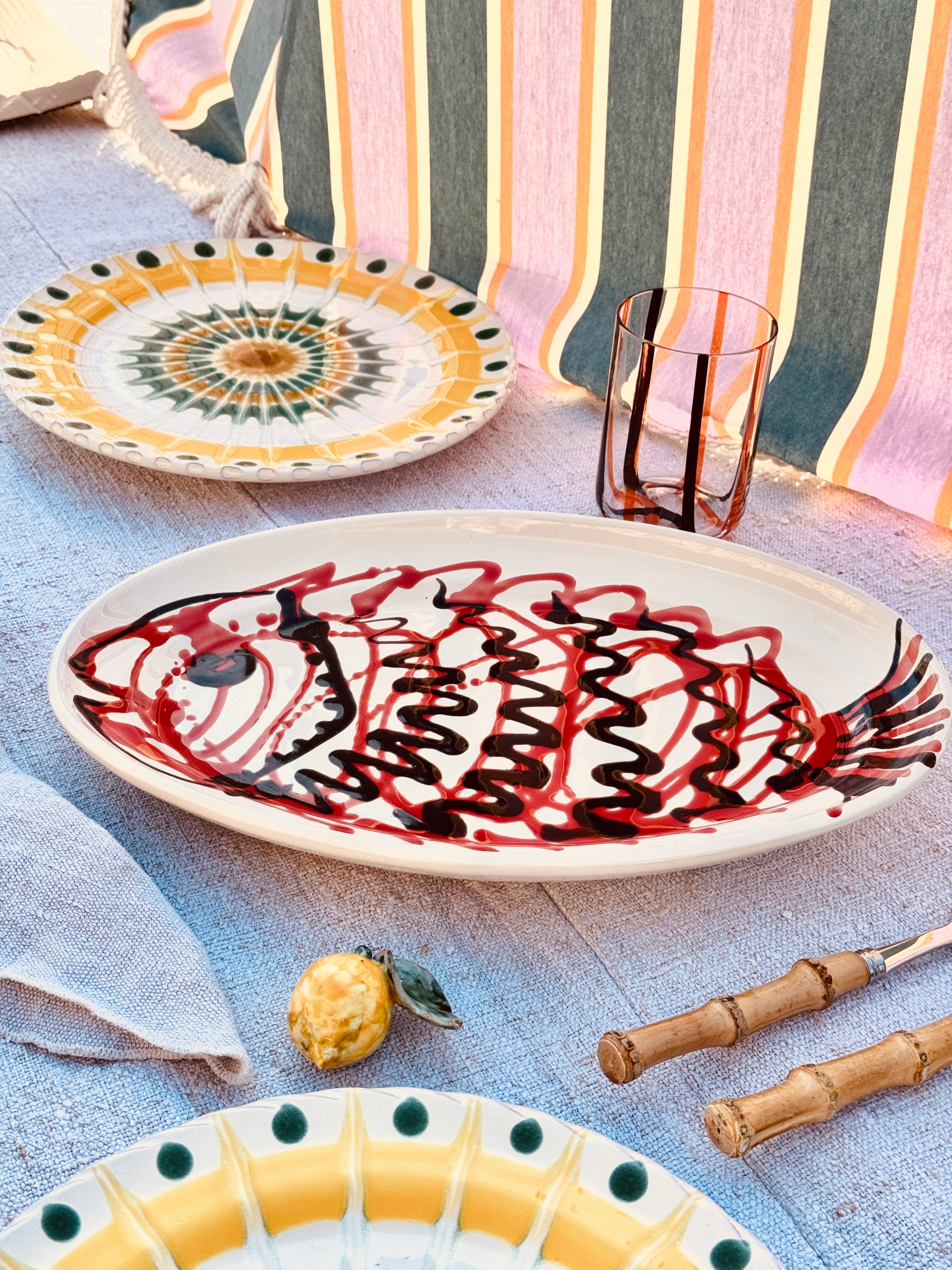 ! Einzelstück ! ovale Servierplatte  35X23cm - nur 1 x erhältlich - handgemacht in Apulien