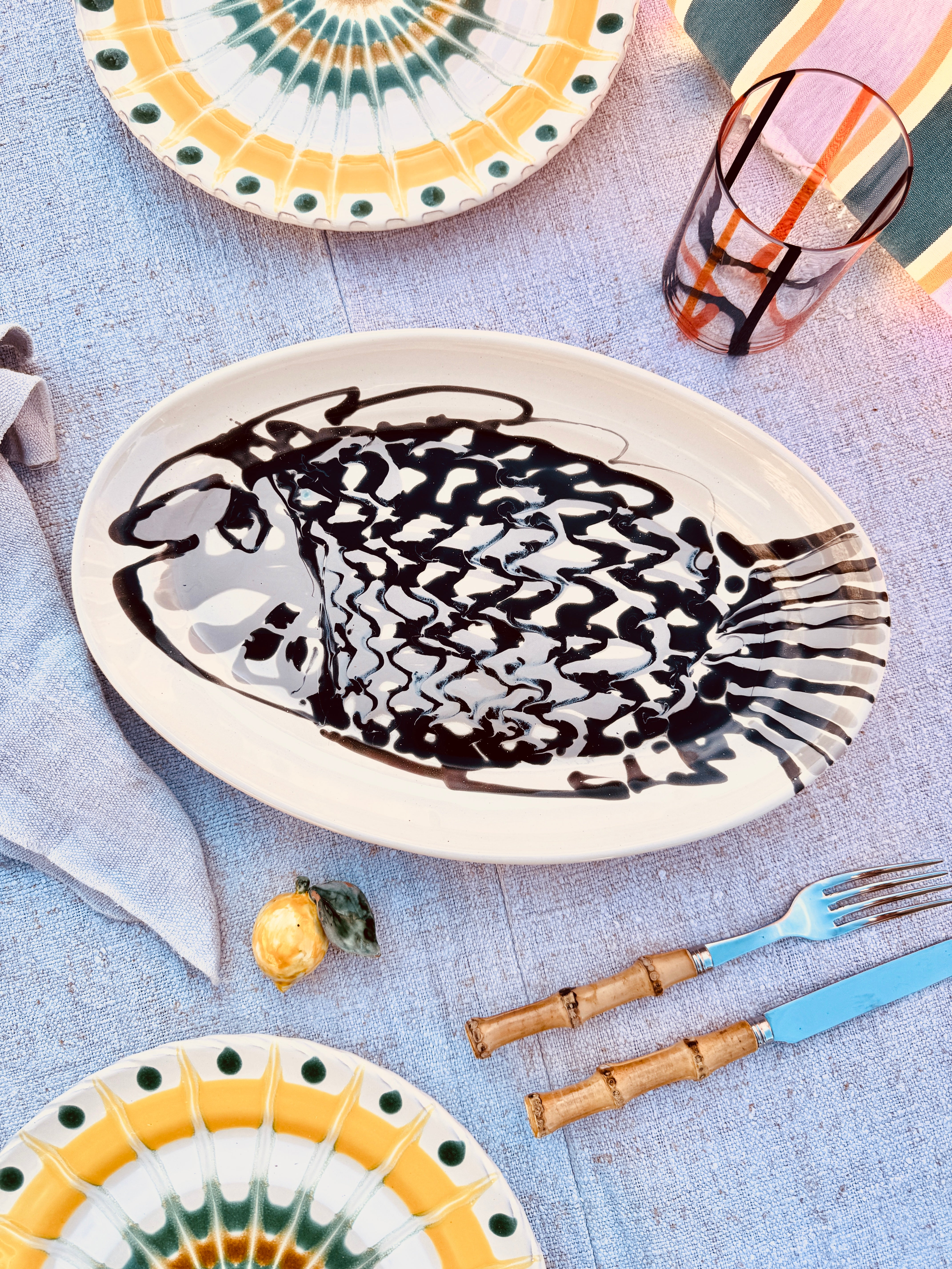 ! Einzelstück ! ovale Servierplatte  35X23cm - nur 1 x erhältlich - handgemacht in Apulien