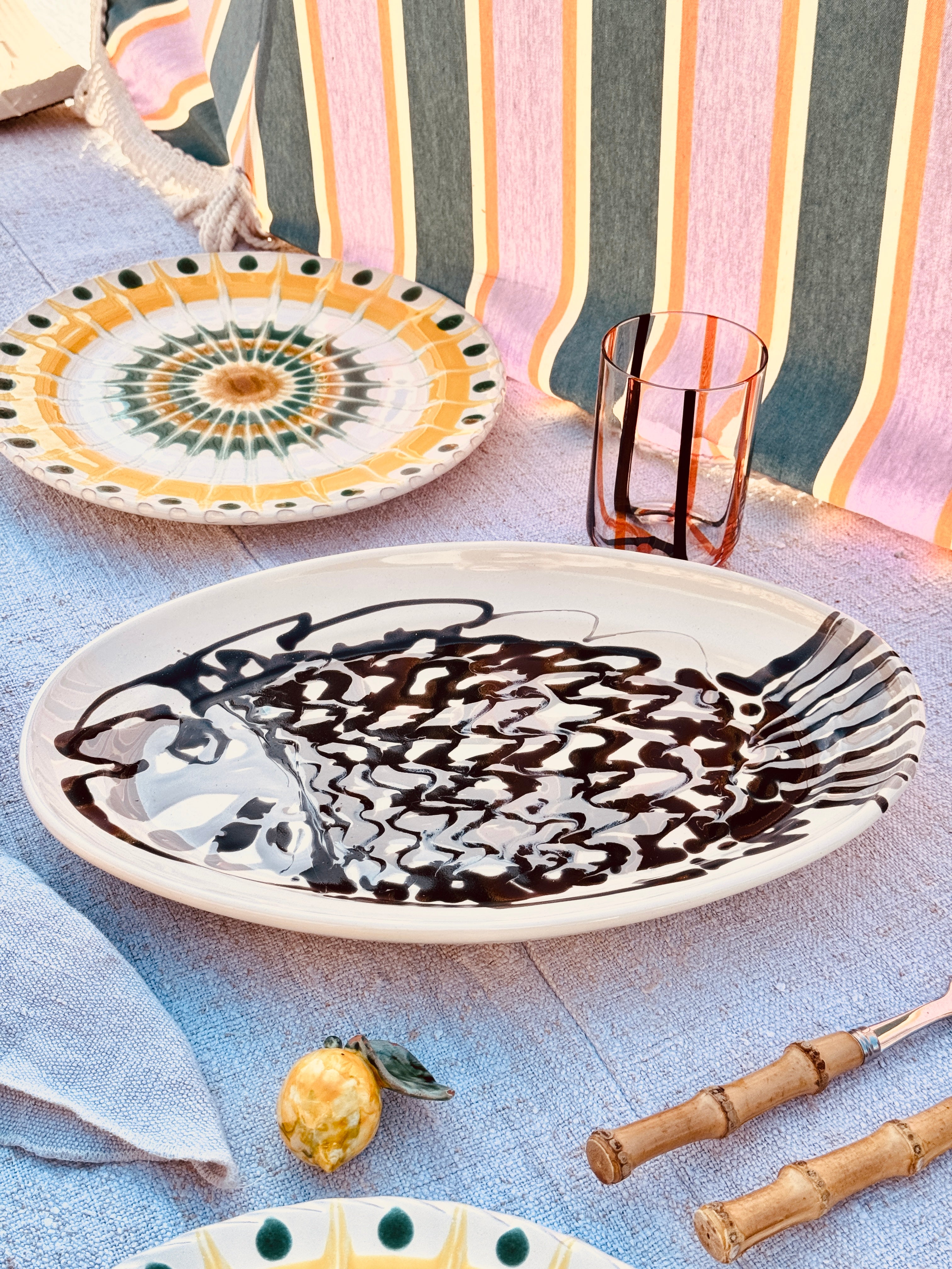 ! Einzelstück ! ovale Servierplatte  35X23cm - nur 1 x erhältlich - handgemacht in Apulien