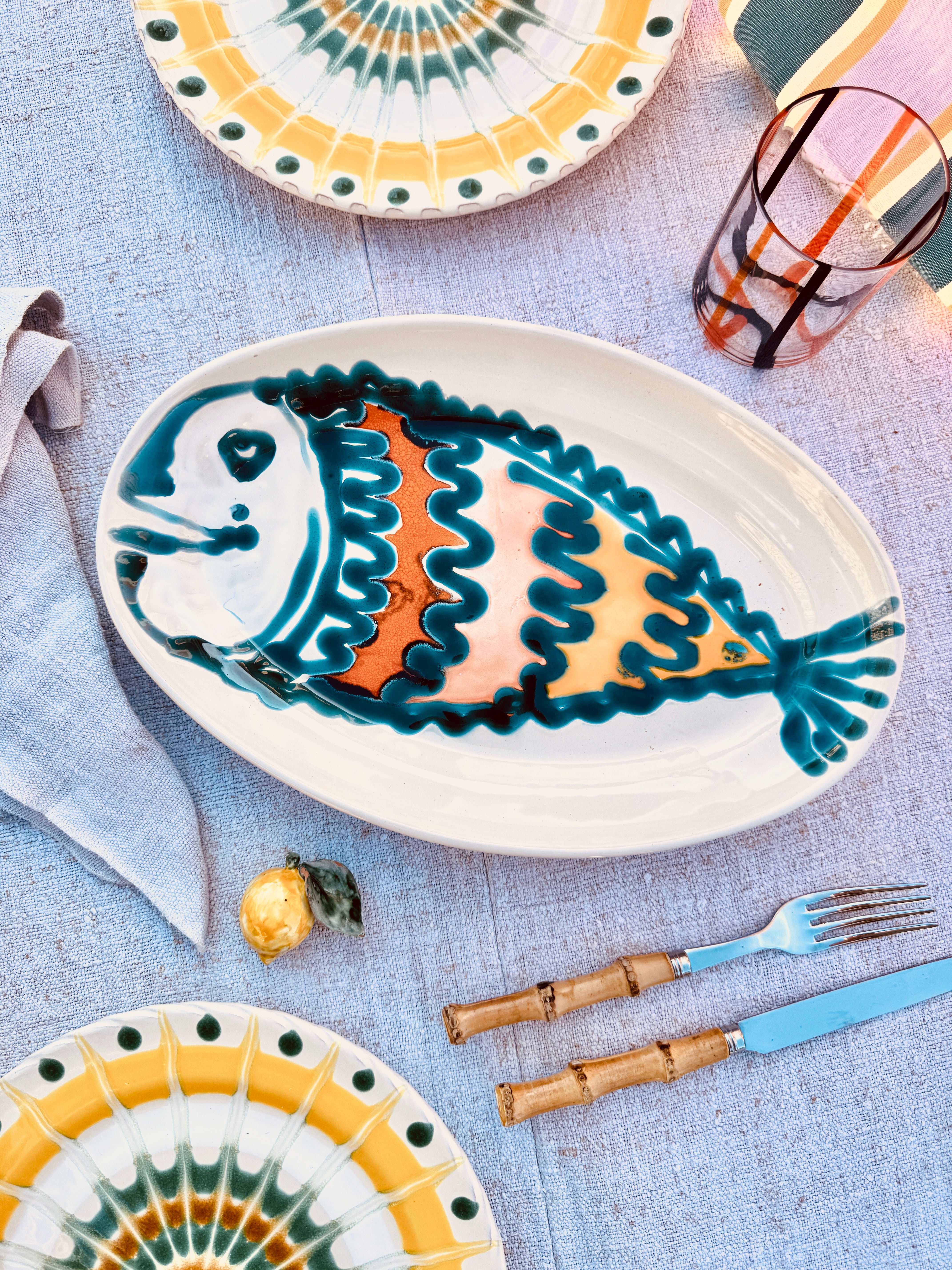 ! Einzelstück ! ovale Servierplatte  35X23cm - nur 1 x erhältlich - handgemacht in Apulien