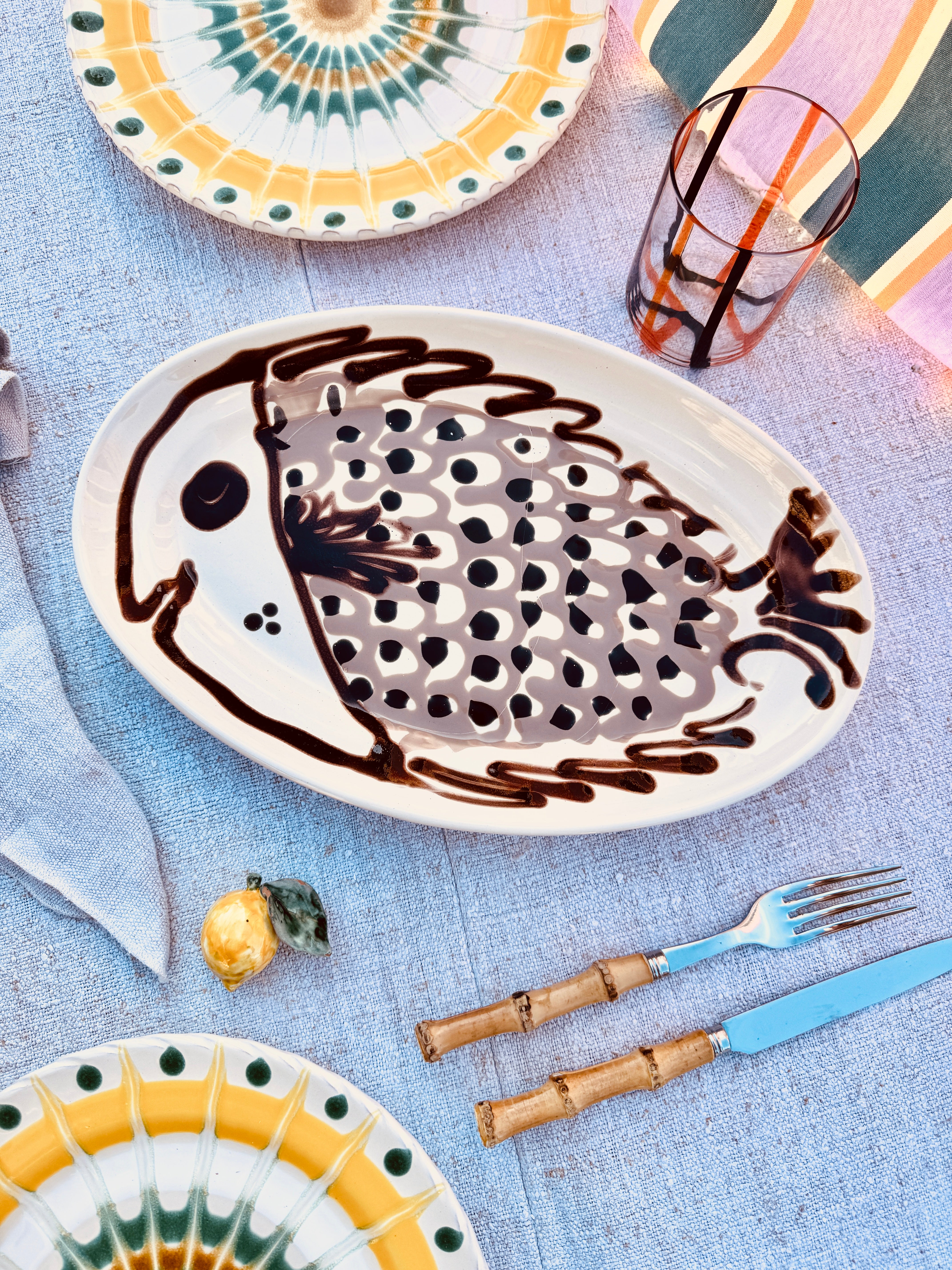 ! Einzelstück ! ovale Servierplatte  35X23cm - nur 1 x erhältlich - handgemacht in Apulien