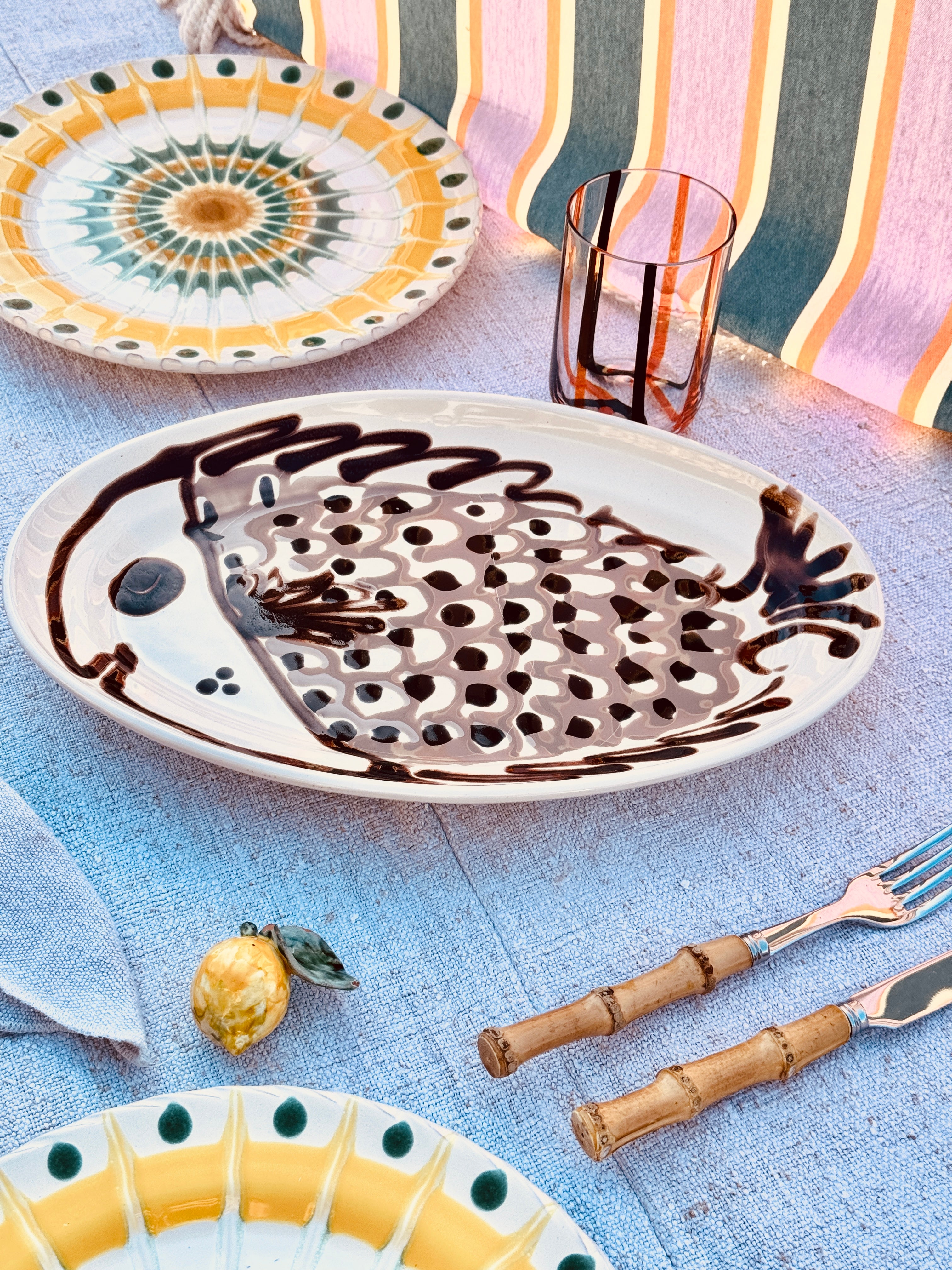 ! Einzelstück ! ovale Servierplatte  35X23cm - nur 1 x erhältlich - handgemacht in Apulien