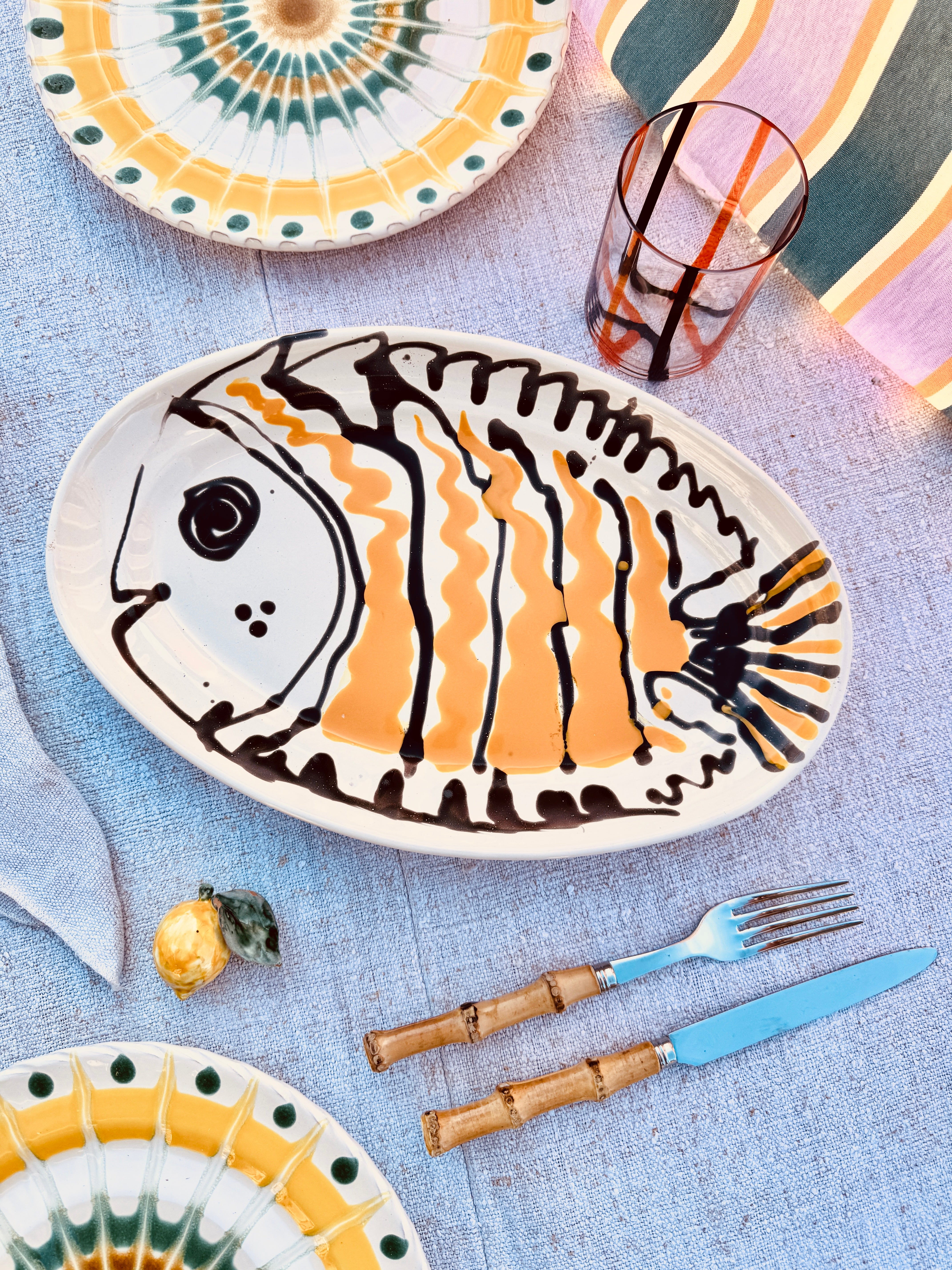 ! Einzelstück ! ovale Servierplatte  35X23cm - nur 1 x erhältlich - handgemacht in Apulien