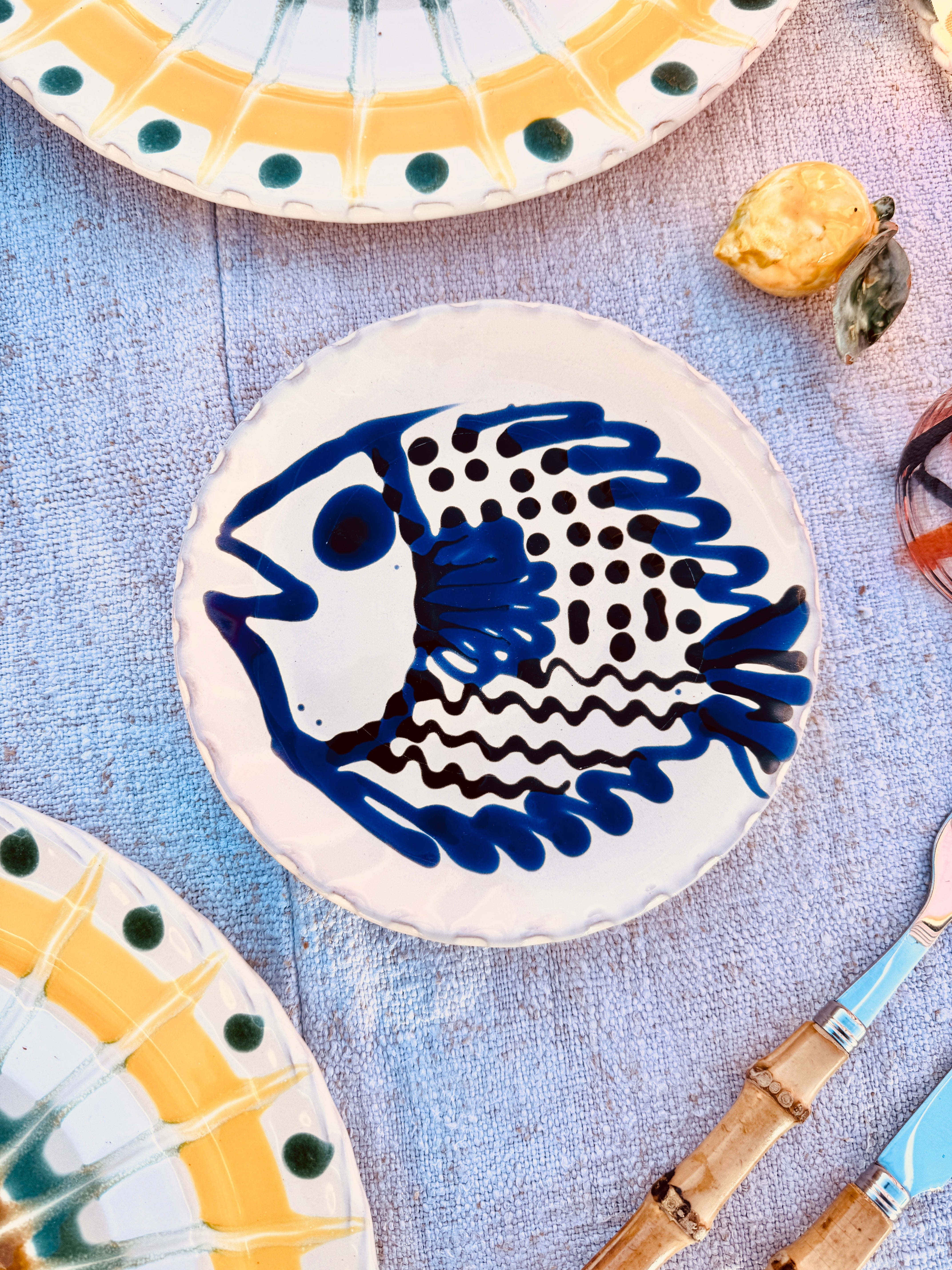 ! UNIKAT!  Brotteller 16cm "IL Pesce Pazzo" Einzelstück