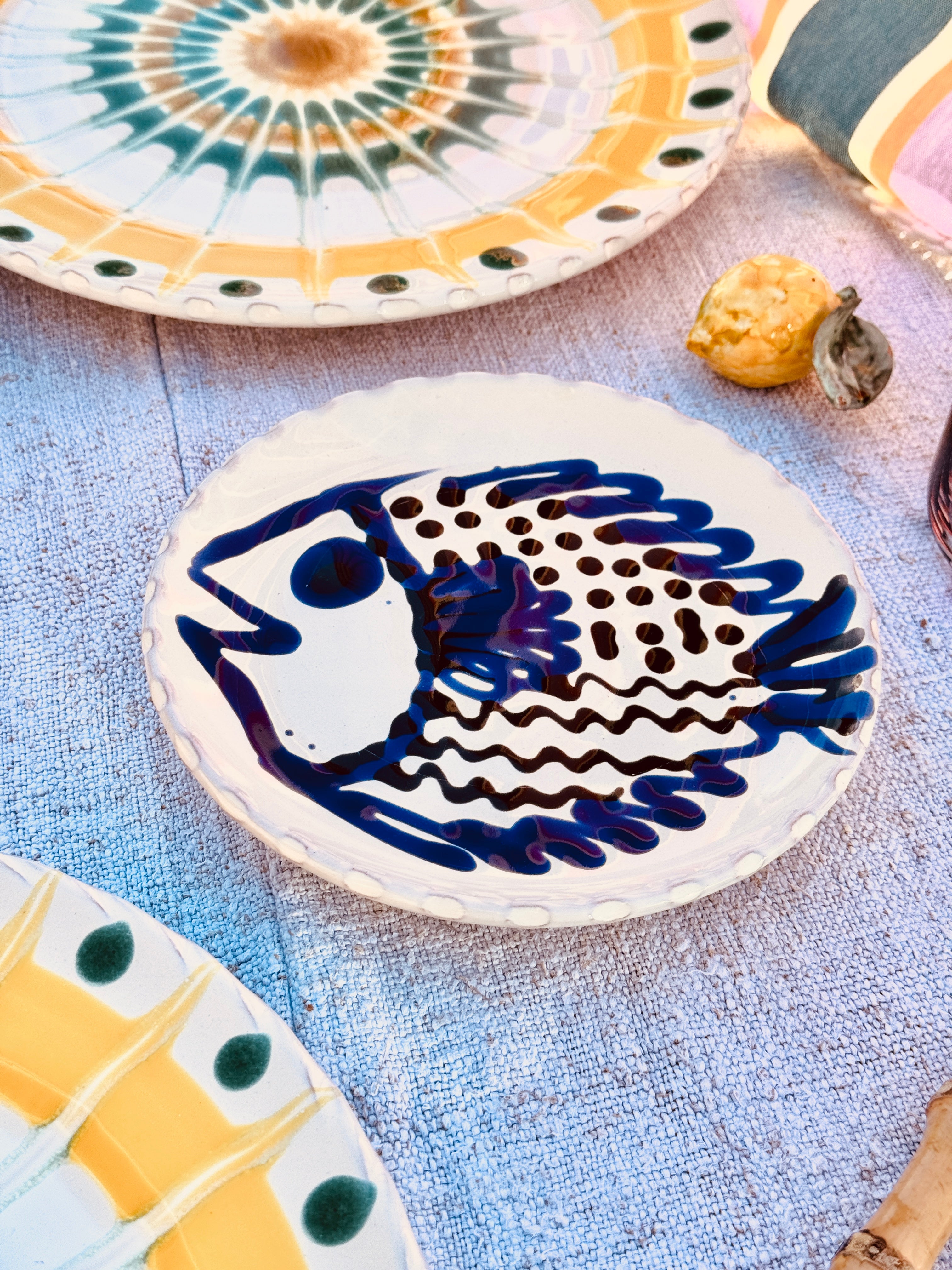 ! UNIKAT!  Brotteller 16cm "IL Pesce Pazzo" Einzelstück