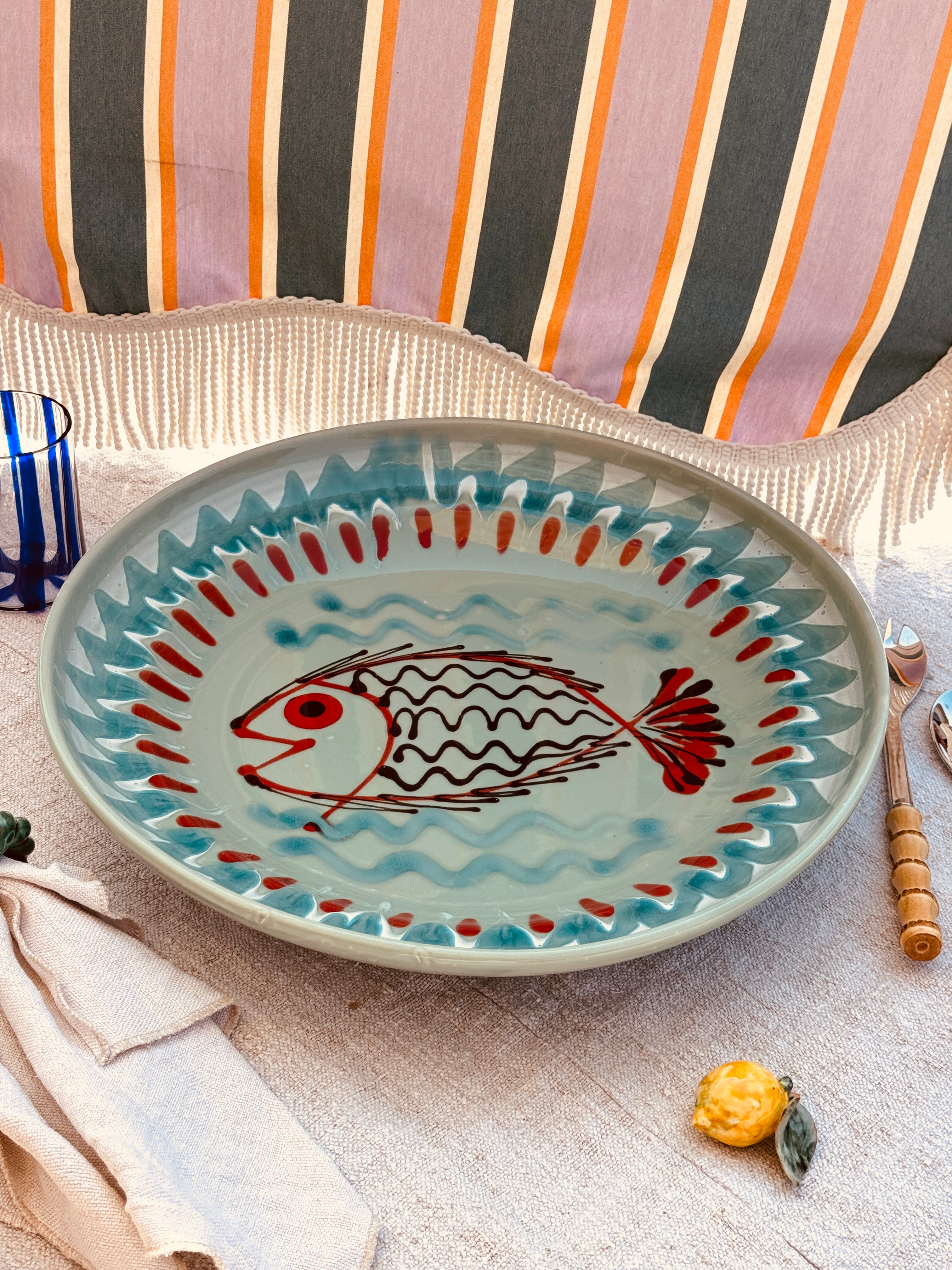 große Psychodelic Pesce Schale - 42cm  !EINZELSTÜCK!
