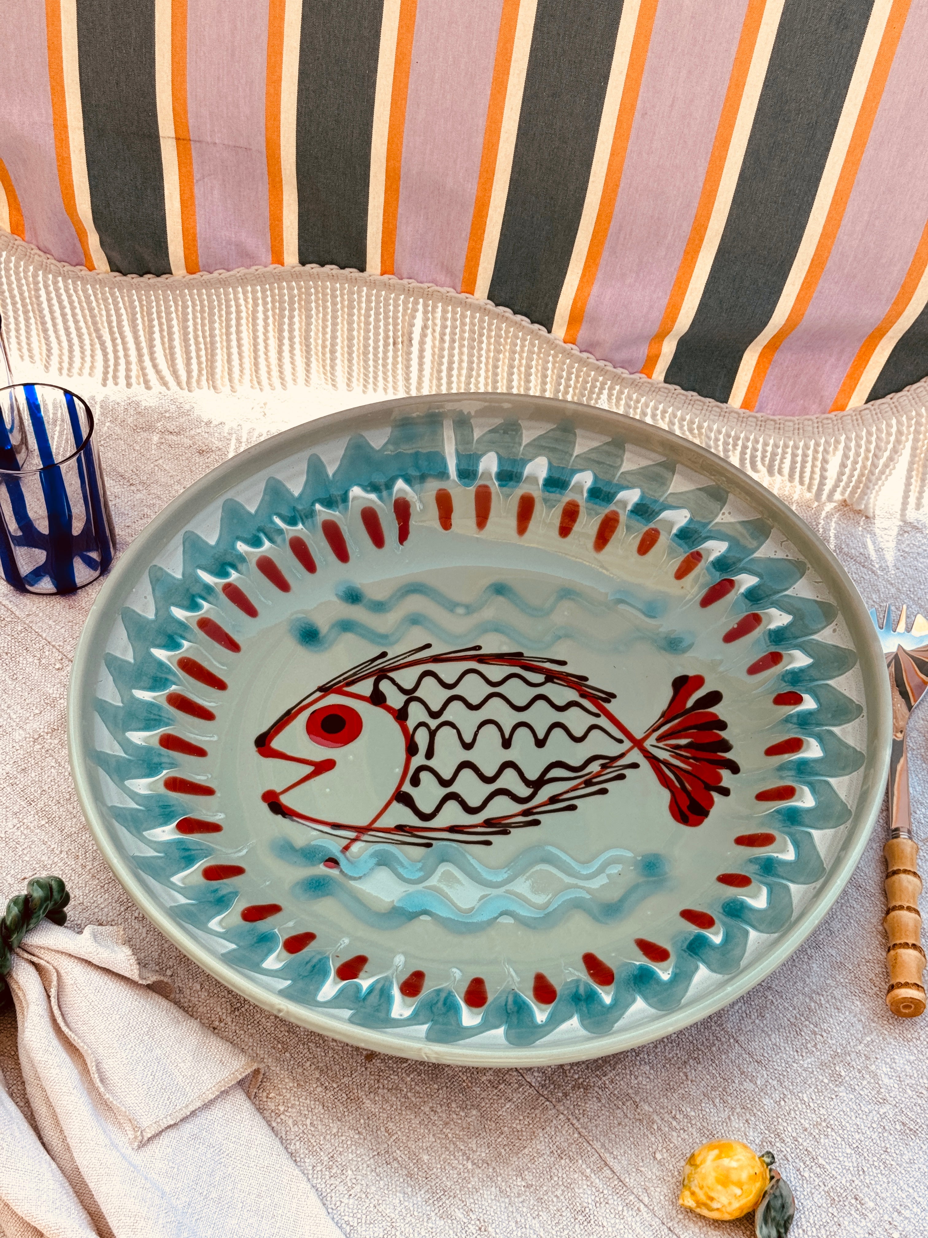 große Psychodelic Pesce Schale - 42cm  !EINZELSTÜCK!