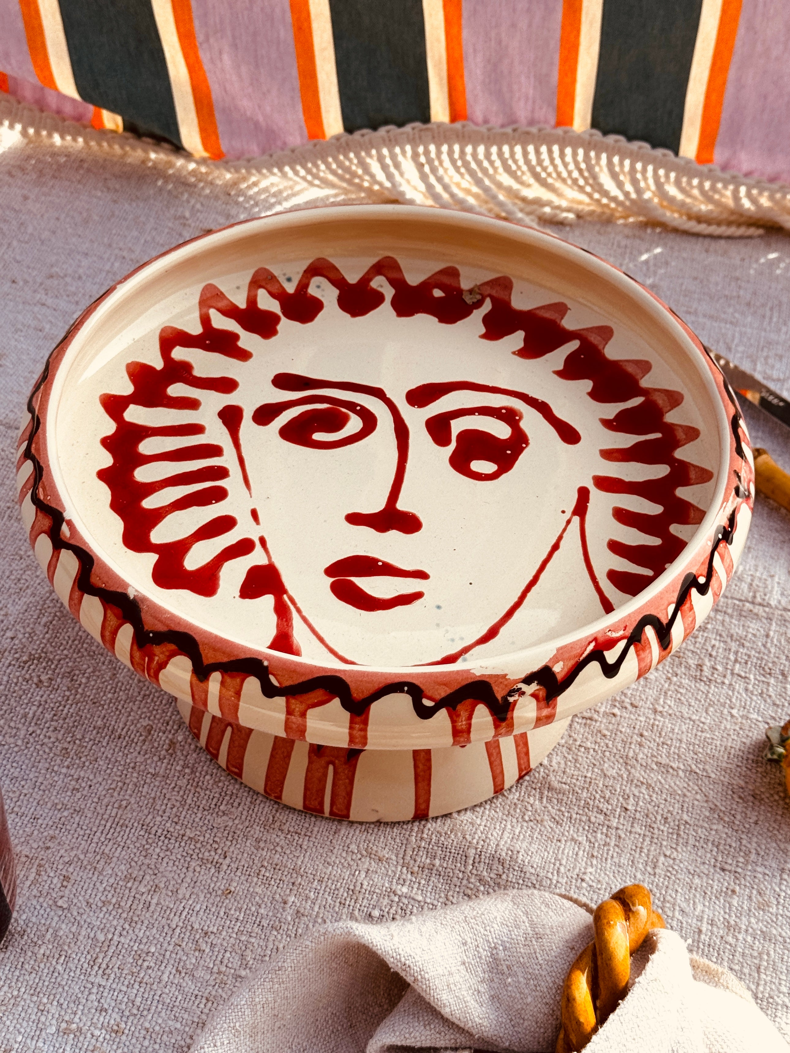 Handmade Italian Raised Serving Plate 25 cm | Unique Studio Riviera Piece