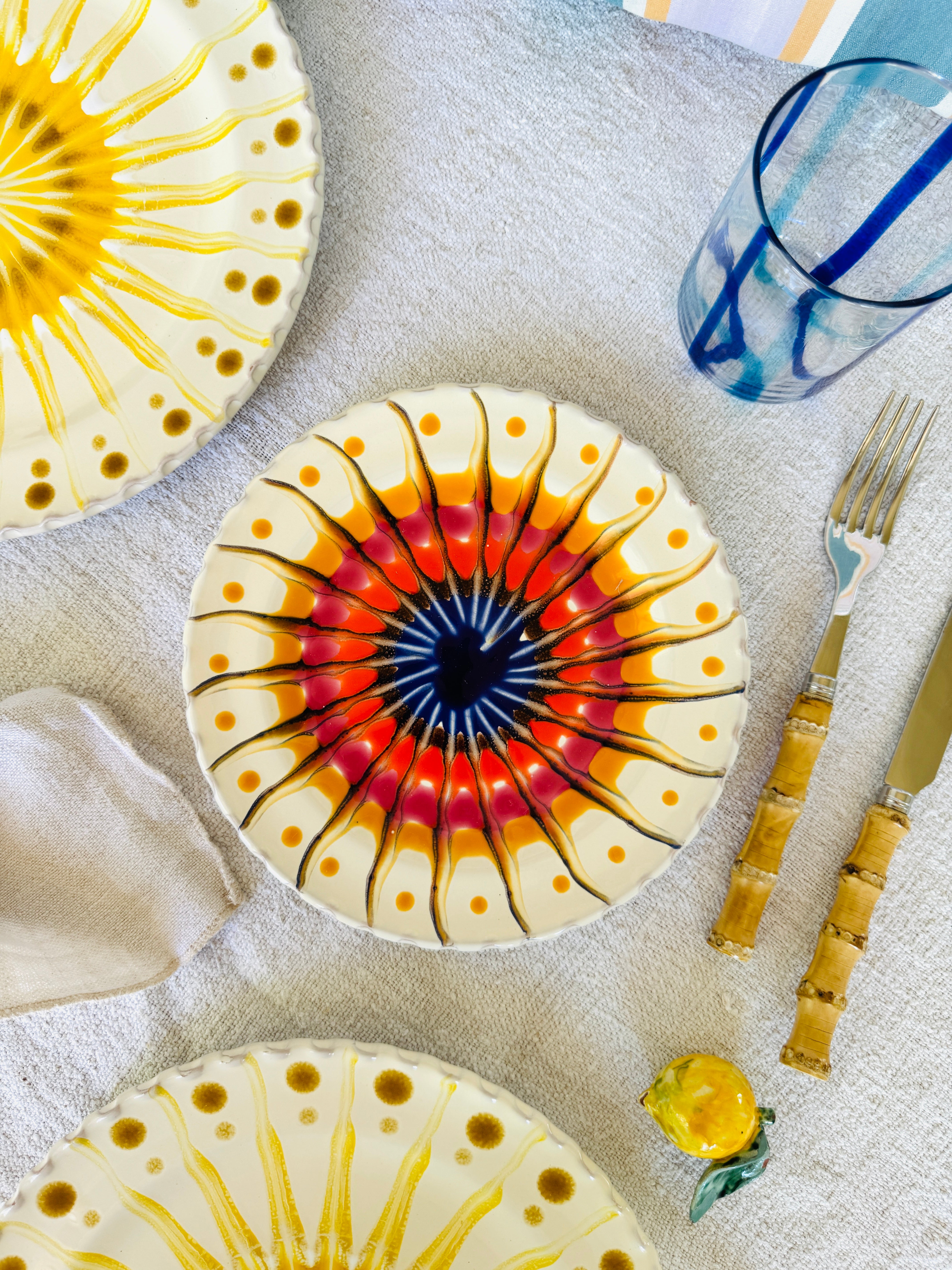 Handmade Italian Antipasti Plate 20 cm | Small Ceramic Plate Psychodelic Design